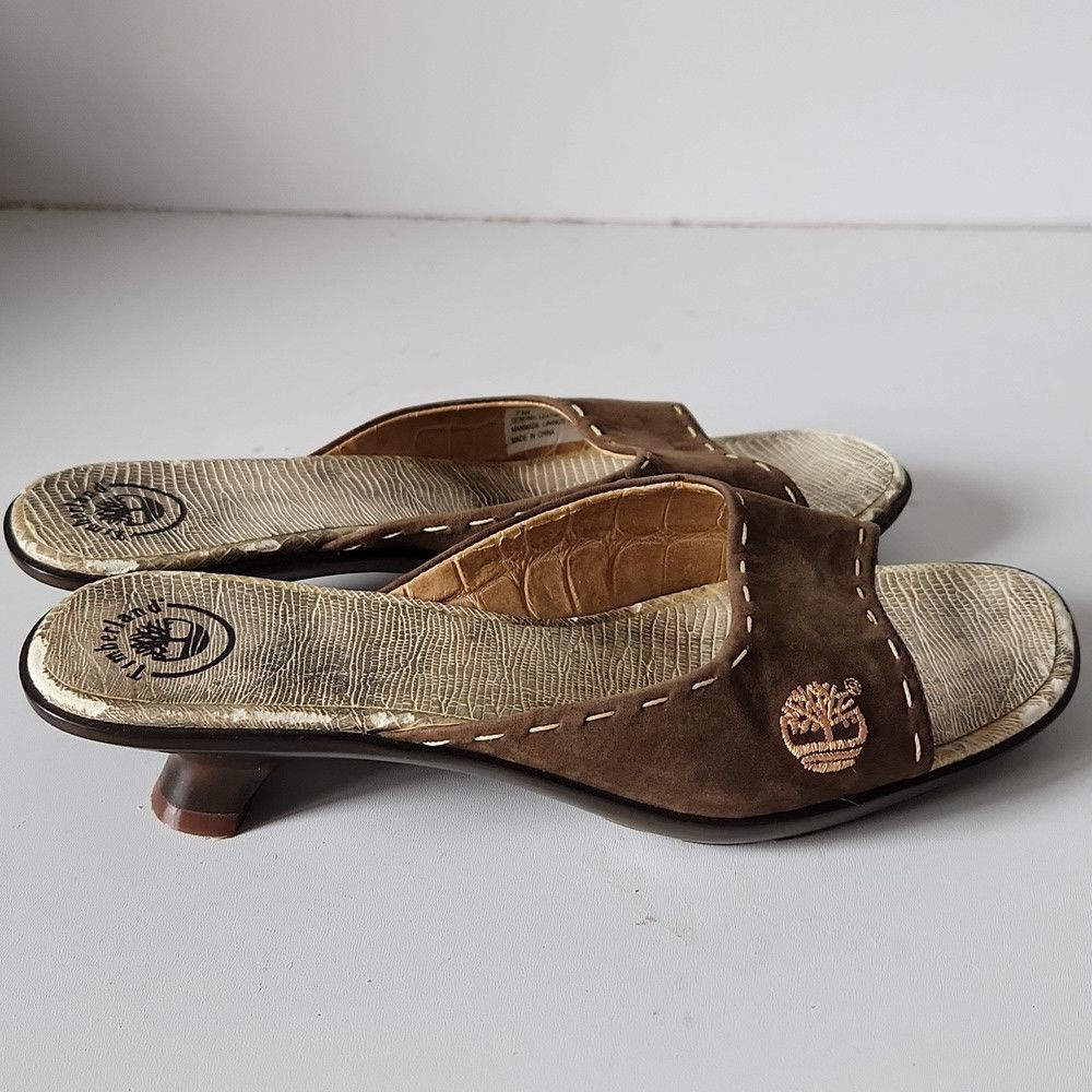 Timberland TIMBERLAND Mule Low Heel Sandals Open Toe Slip On Brown Le Size US 7 / IT 37 - 3 Thumbnail