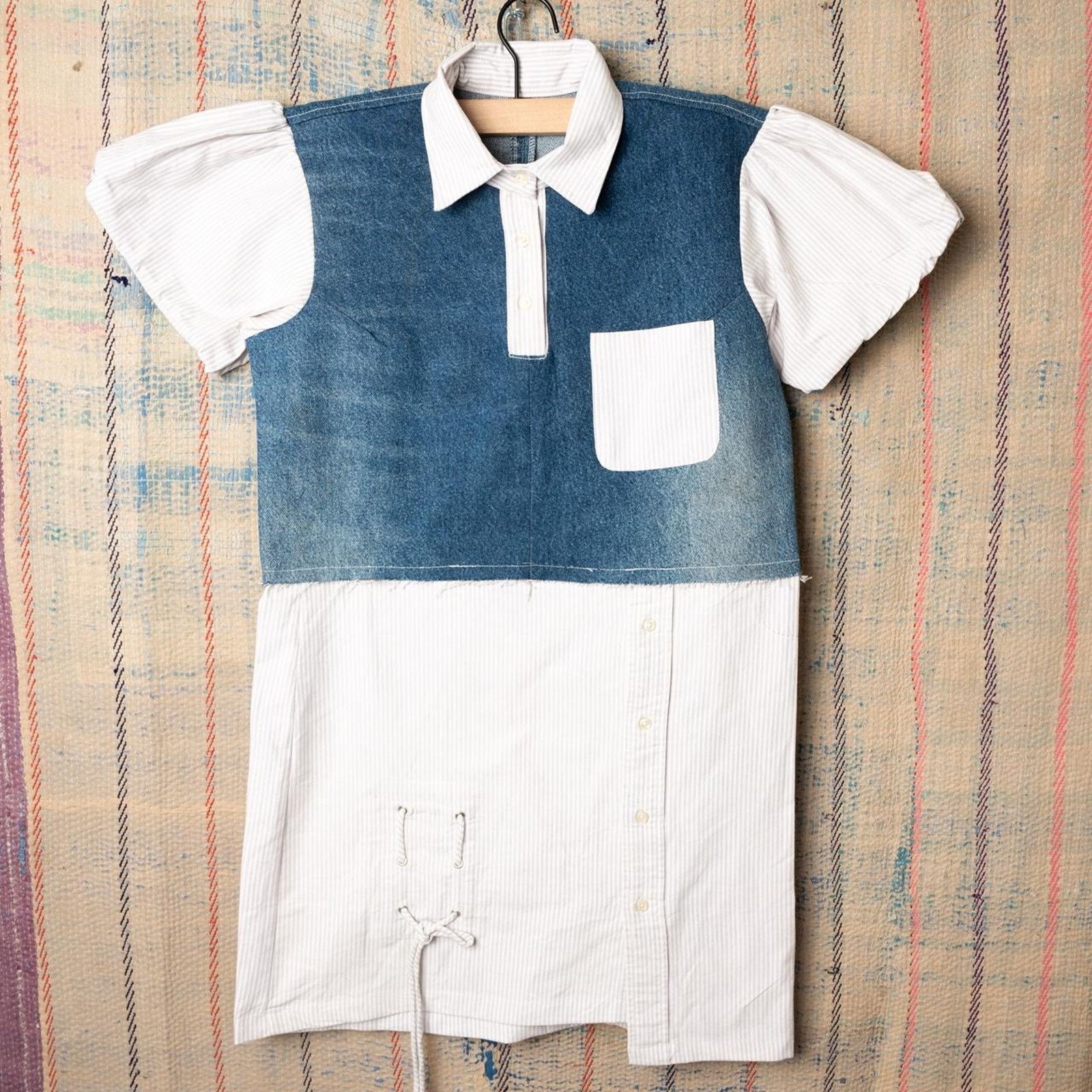 Other Custom reworked denim patchwork shirt / Hybrid Polo Top Size S / US 4 / IT 40 - 1 Thumbnail