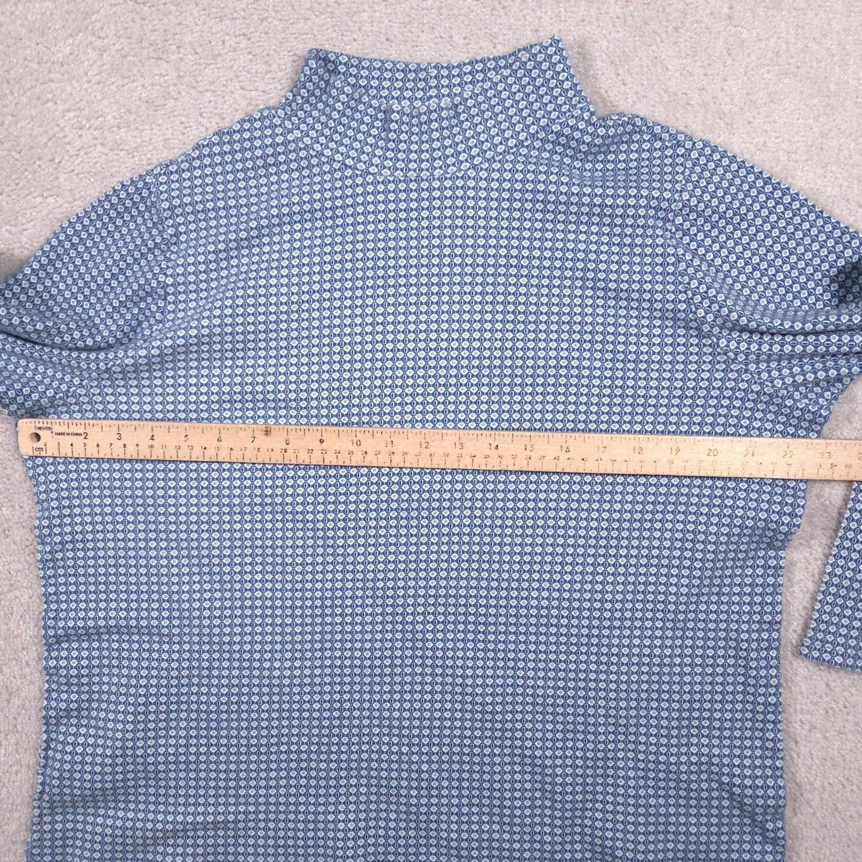 Croft & Barrow Croft & Barrow Womens Plus Size Mock Neck Blue Geometric Tee - 1X Cotton Jersey - Fall Casual Wear Size XL / US 12-14 / IT 48-50 - 7 Thumbnail
