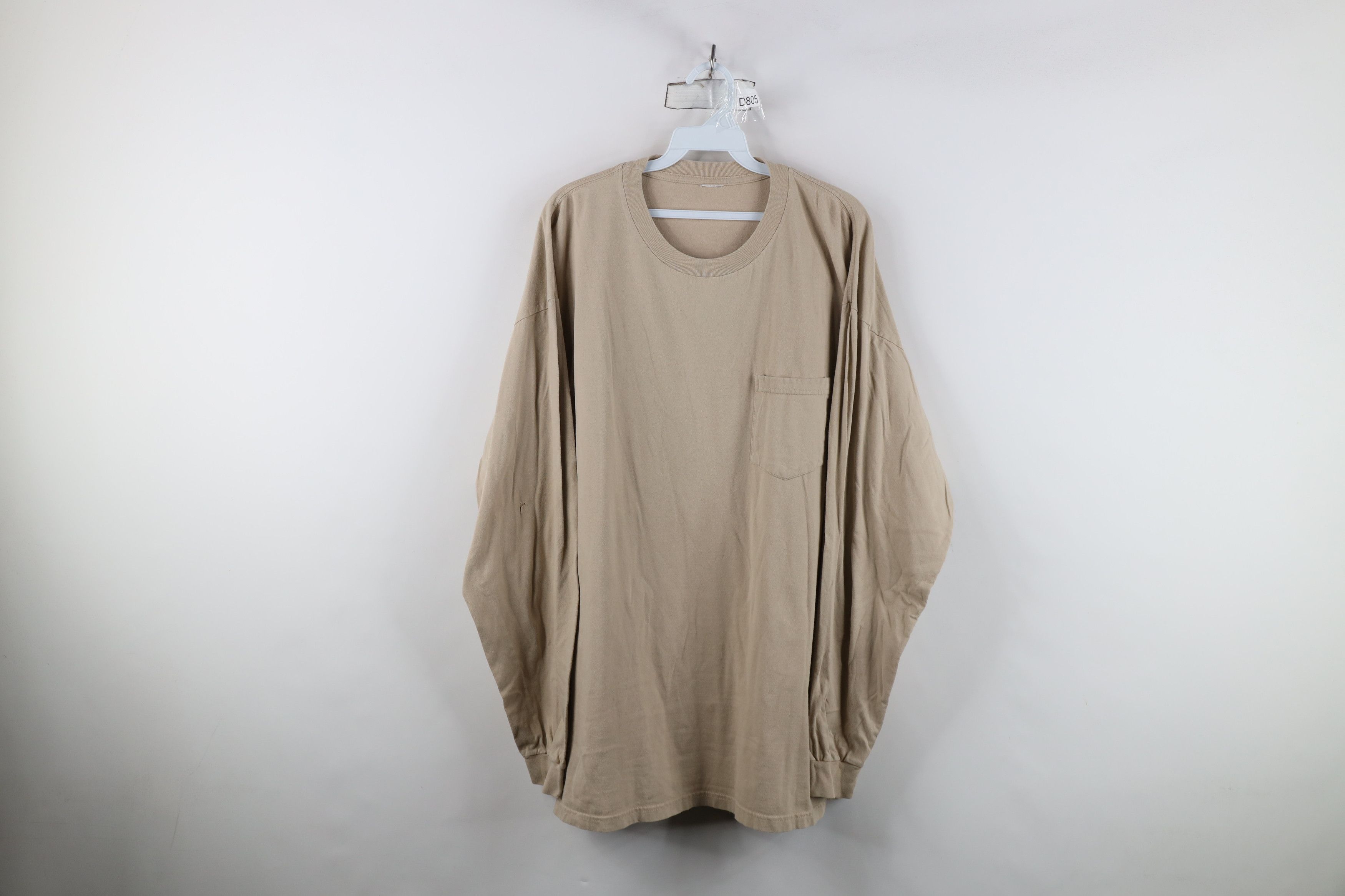 Vintage Vintage 90s Streetwear Long Sleeve T-Shirt Beige Cotton Size US XXL / EU 58 / 5 - 1 Thumbnail