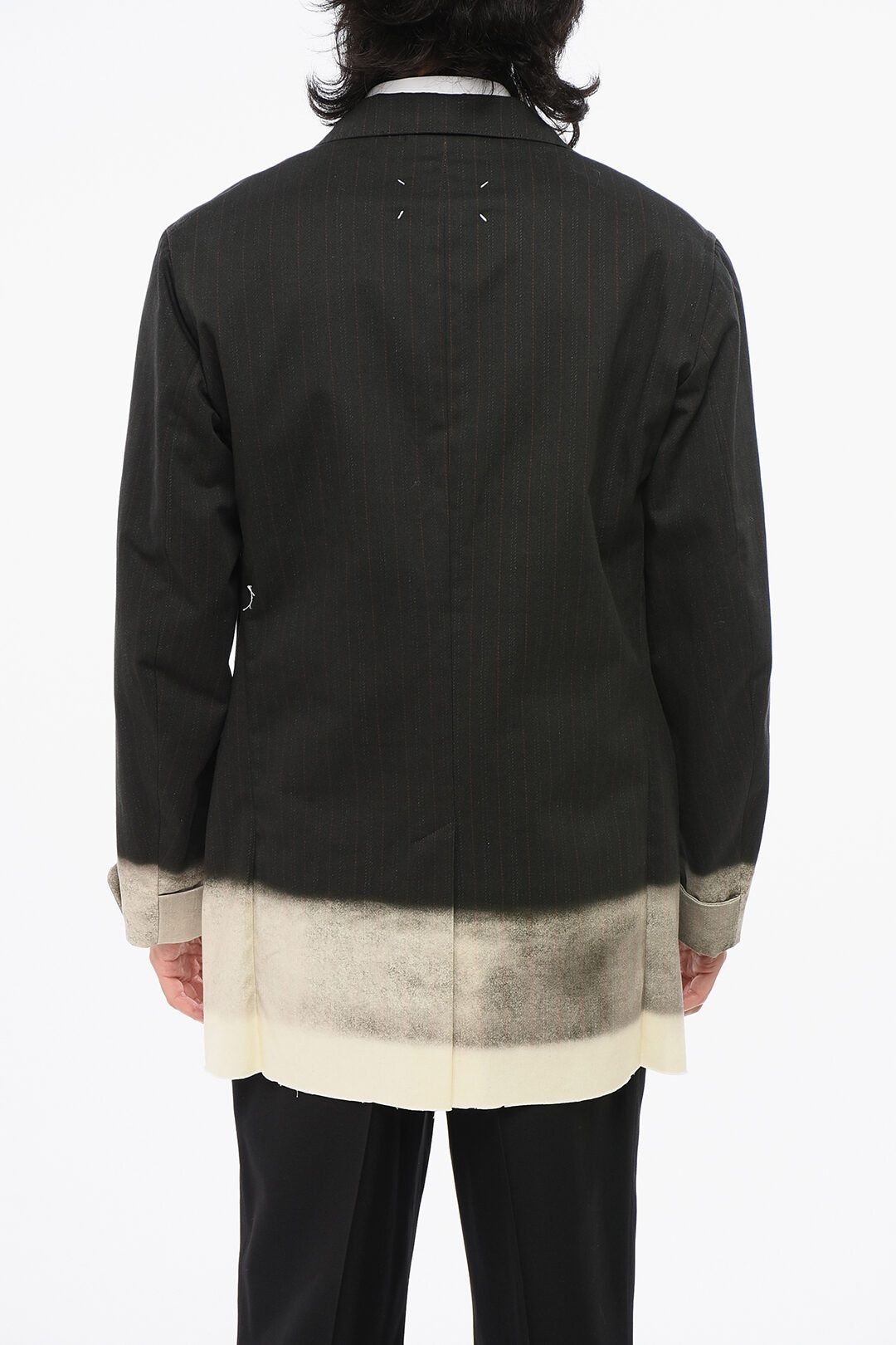 Maison Margiela og1mm0825 Pinstriped Gradient Effect Hem Blazer in Grey Size US S / EU 44-46 / 1 - 2 Thumbnail
