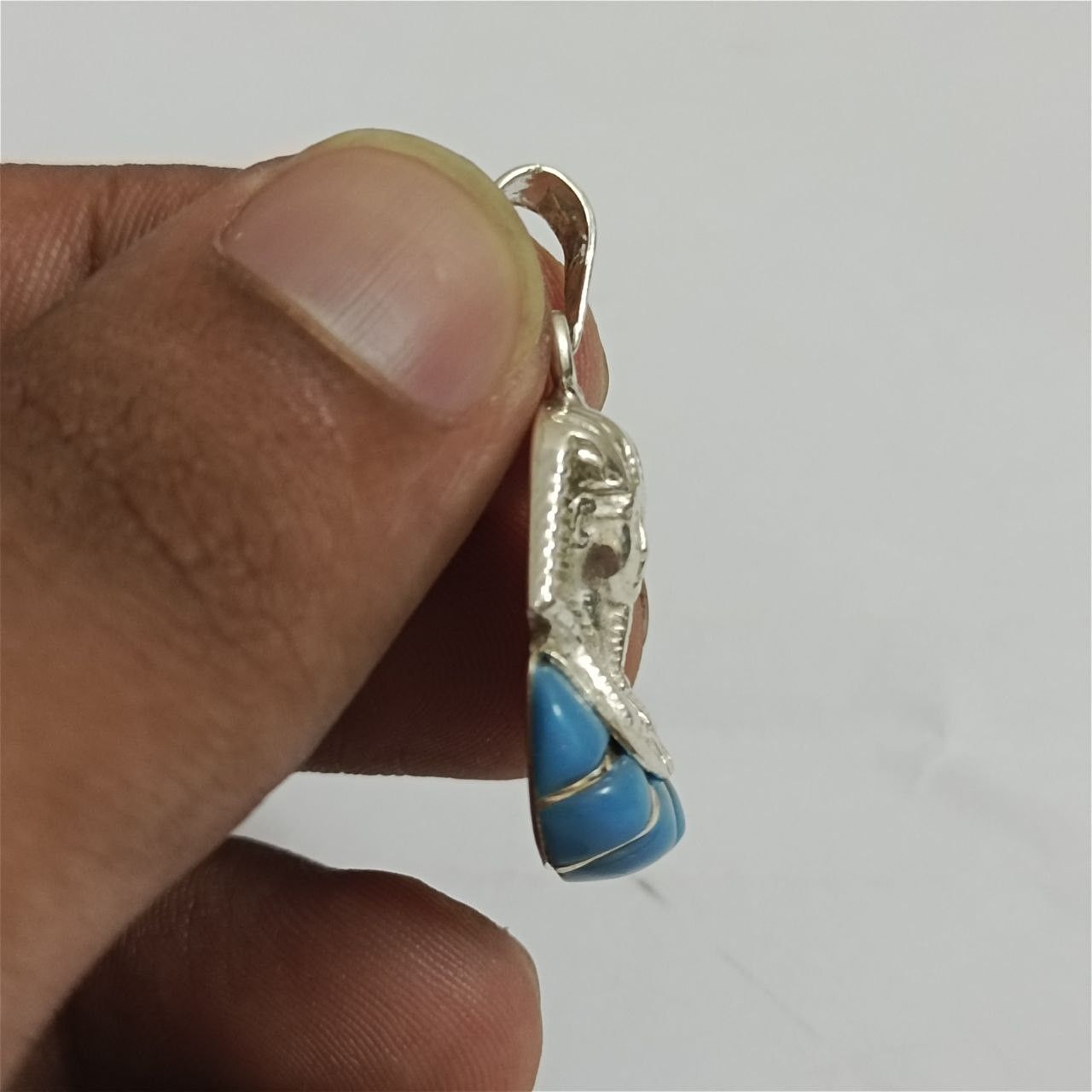 Sterling Silver 925 Sterling Silver Egyptian Pharaoh pendant turquoise Size ONE SIZE - 5 Thumbnail