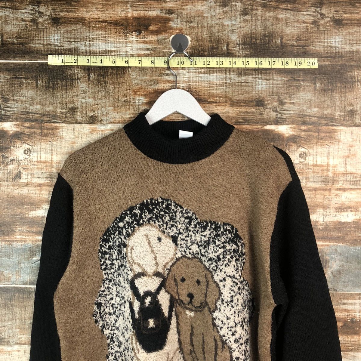 Homespun Knitwear × Japanese Brand Hamon Brown dog cartoon Knitwear #A2015 Size M / US 6-8 / IT 42-44 - 4 Thumbnail