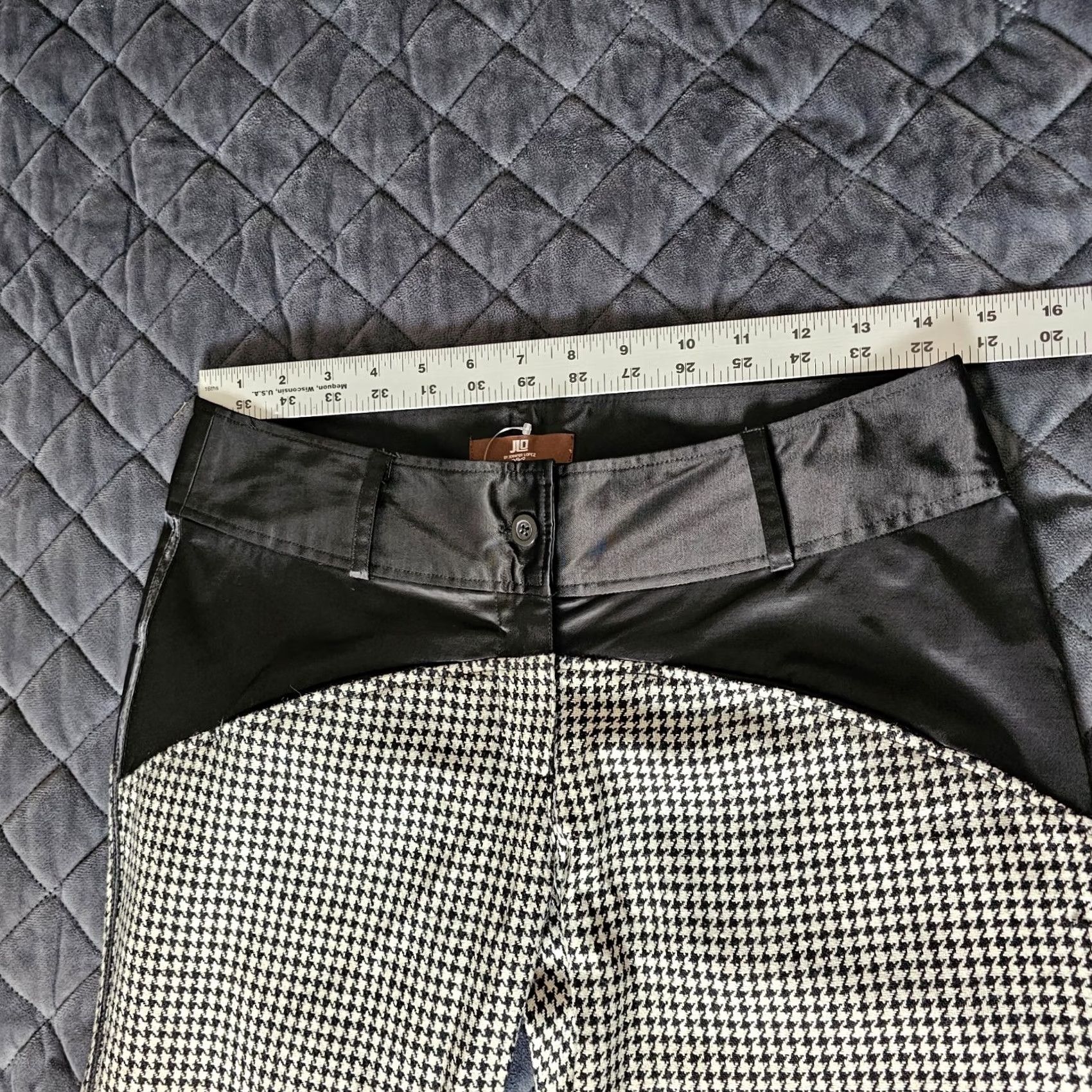 Vintage Jennifer Lopez Pants Black Zipper Leg 32" Inseam Proto Fashion Houndstooth Size 25" / US 0 / IT 36 - 4 Thumbnail