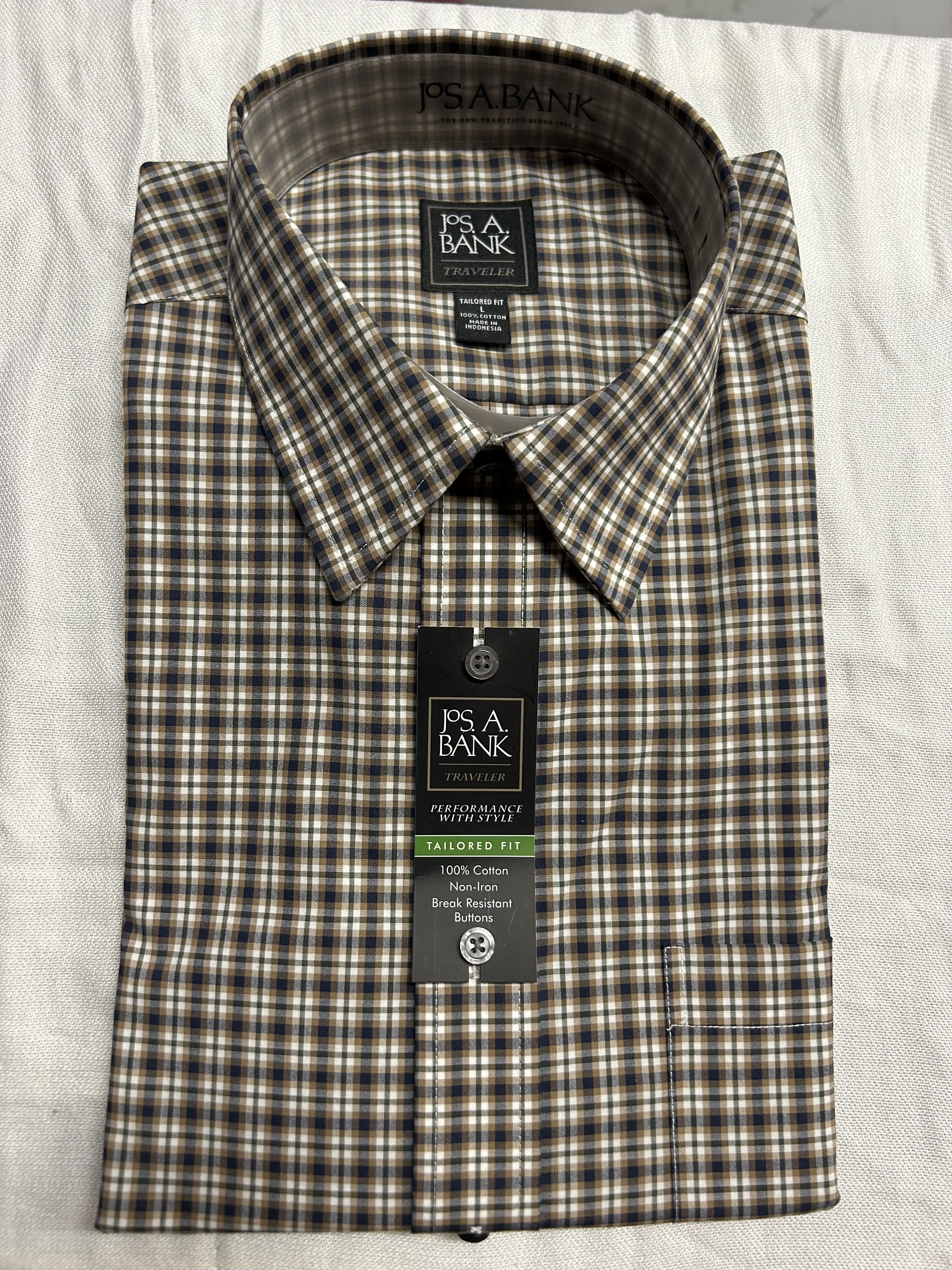 Jos. A. Bank Plaid long sleeve tailored shirt Size US L / EU 52-54 / 3 - 1 Thumbnail