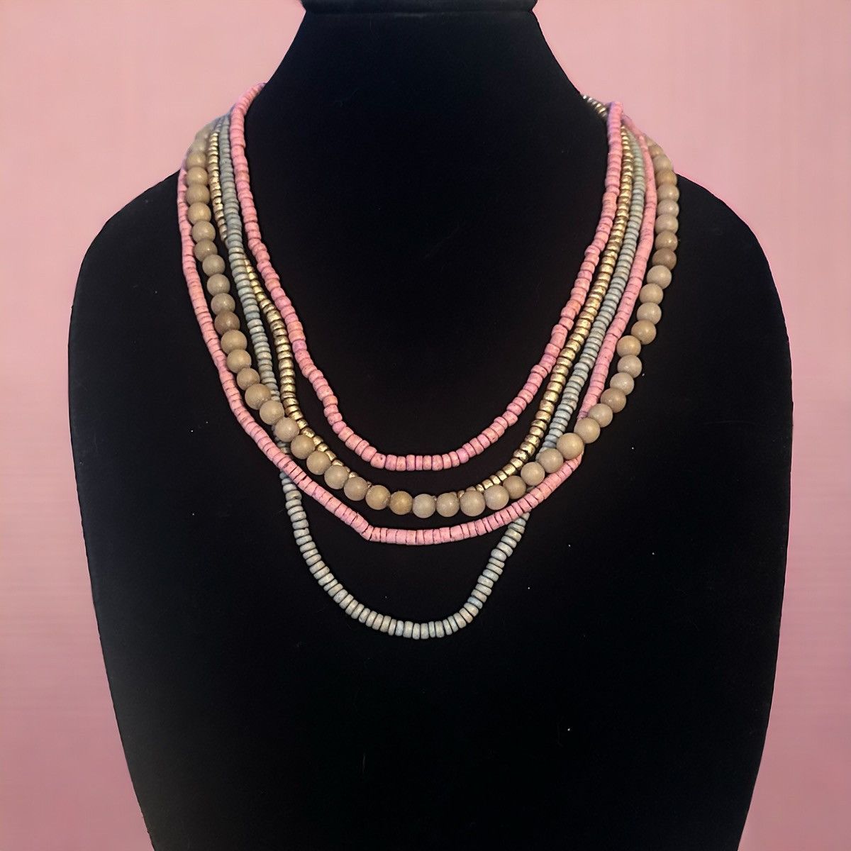 Vintage Vintage multi strand layered clay bead necklace Size ONE SIZE - 1 Thumbnail