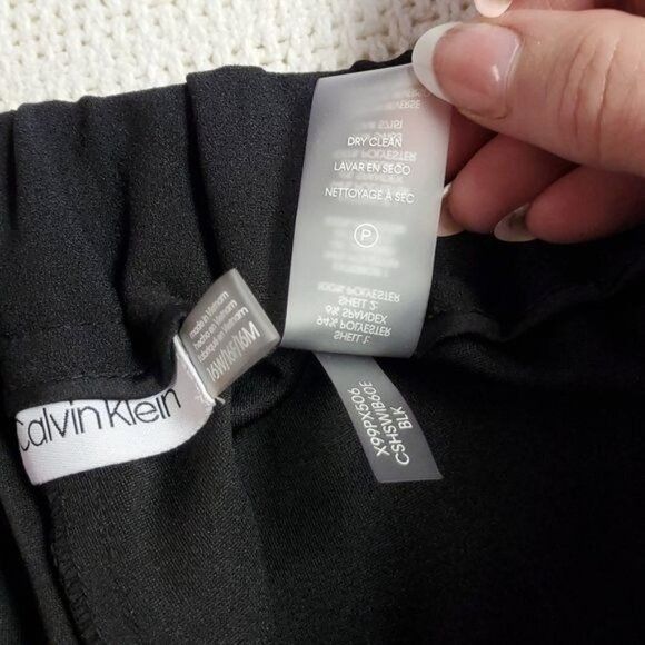 Calvin Klein Calvin Klein Black Trimmed Satin High Rise Elastic Pocketed Size 39" - 9 Thumbnail