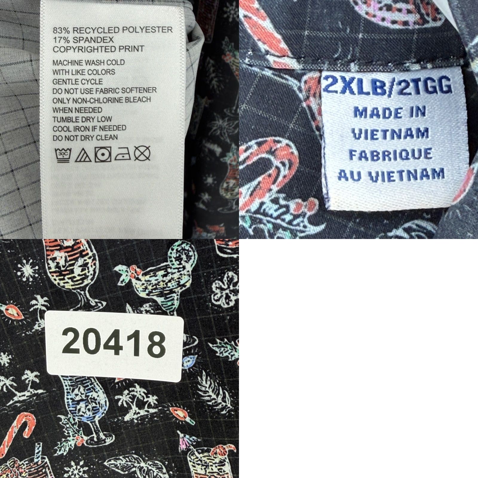 Tommy Bahama Tommy Bahama Mens 2XLTG Black Cocktail Print Short Sleeve Button Up Shirt Size US XXL / EU 58 / 5 - 8 Thumbnail