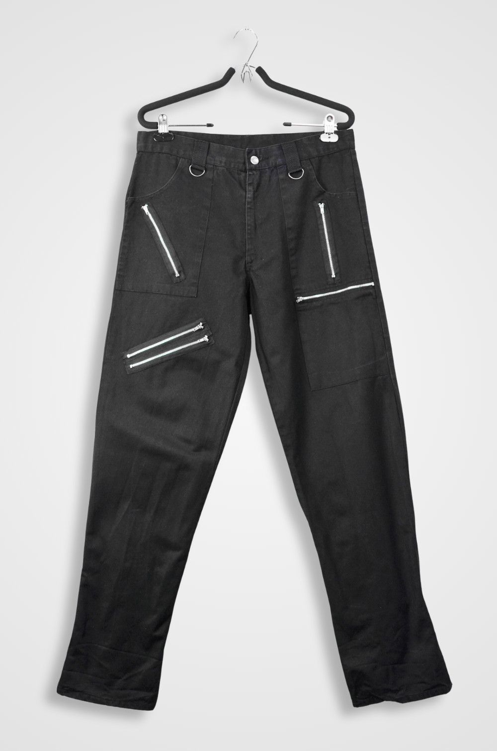 Vintage Bares Black Tech Strap Cargo Pants with Zippers L Size US 33 - 1 Thumbnail
