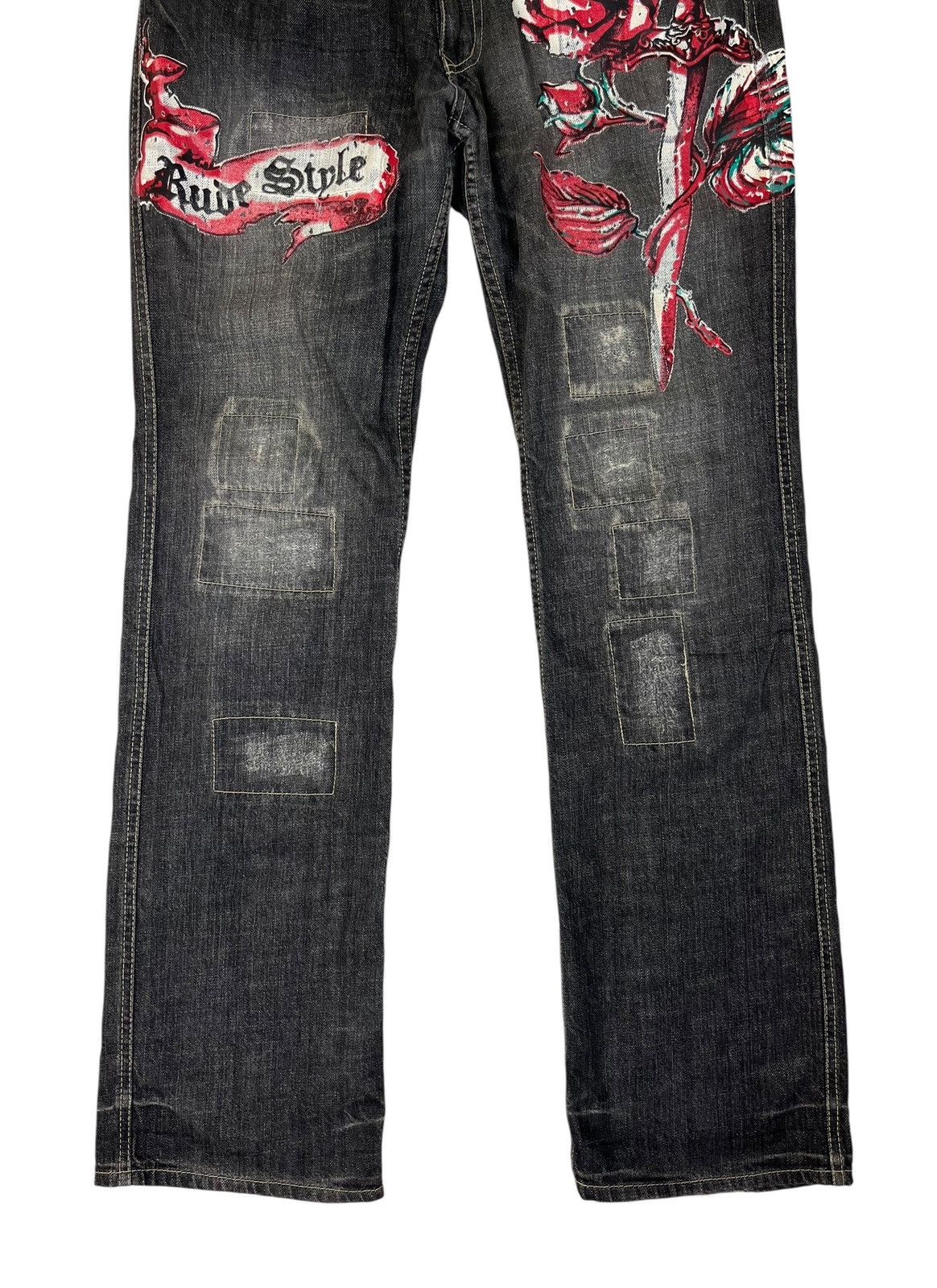 Japanese Brand Nicole Club For Men Patchwork Painting Denim Jeans Size US 33 - 4 Thumbnail