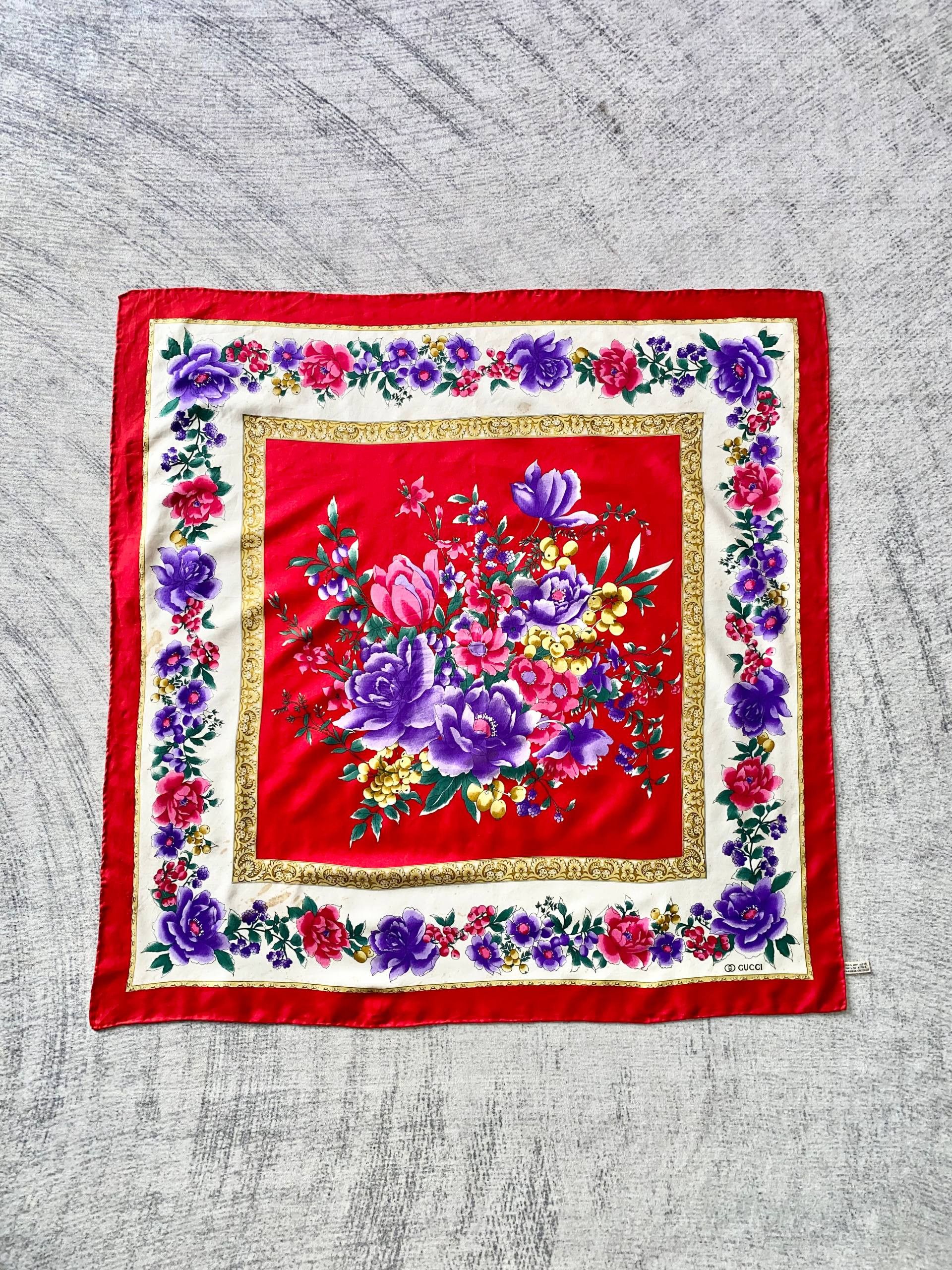 Gucci Vintage Gucci Floral Silk Scarf Size ONE SIZE - 2 Thumbnail