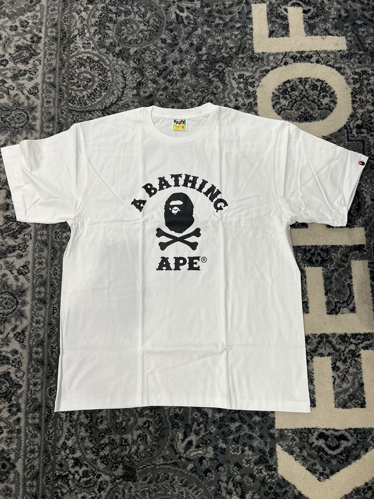 image of Bape Pirate Store College Tee in White, Men's (Size 2XL)