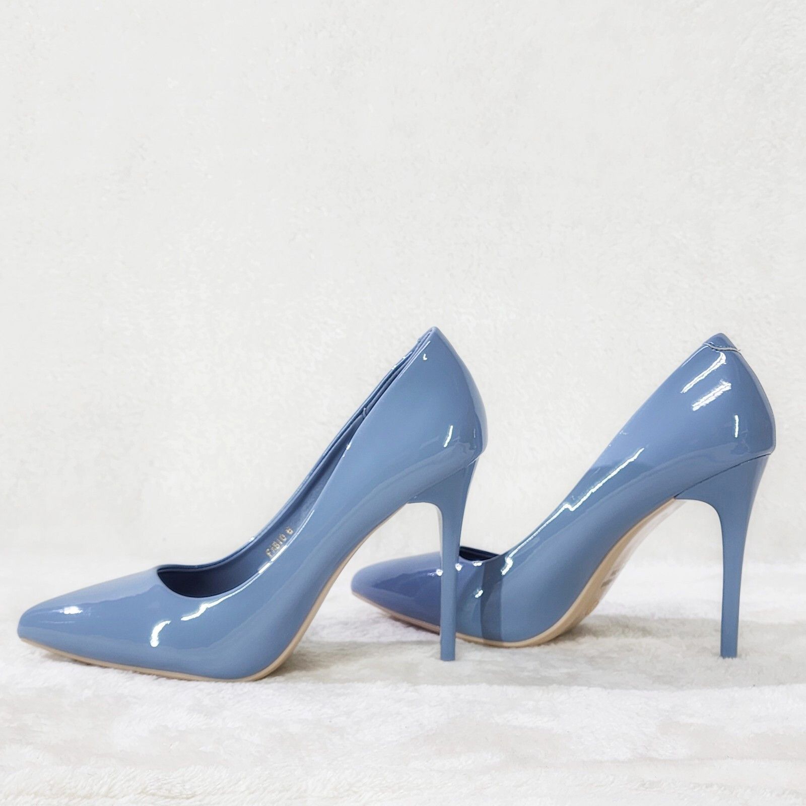 Other Fabio Glossy Dusty Blue Patent High Heel Shoes Pointy Toe Pu Size US 6.5 / IT 36.5 - 1 Thumbnail