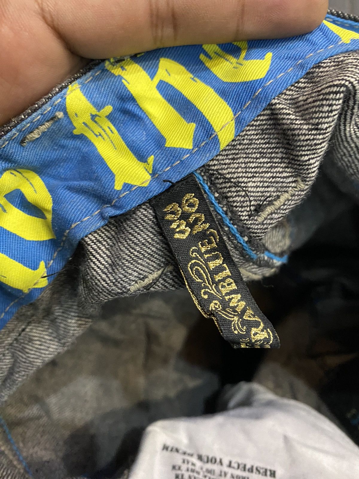 Japanese Brand Skull 💀 Raw blue baggy very rare Size US 37 - 9 Thumbnail
