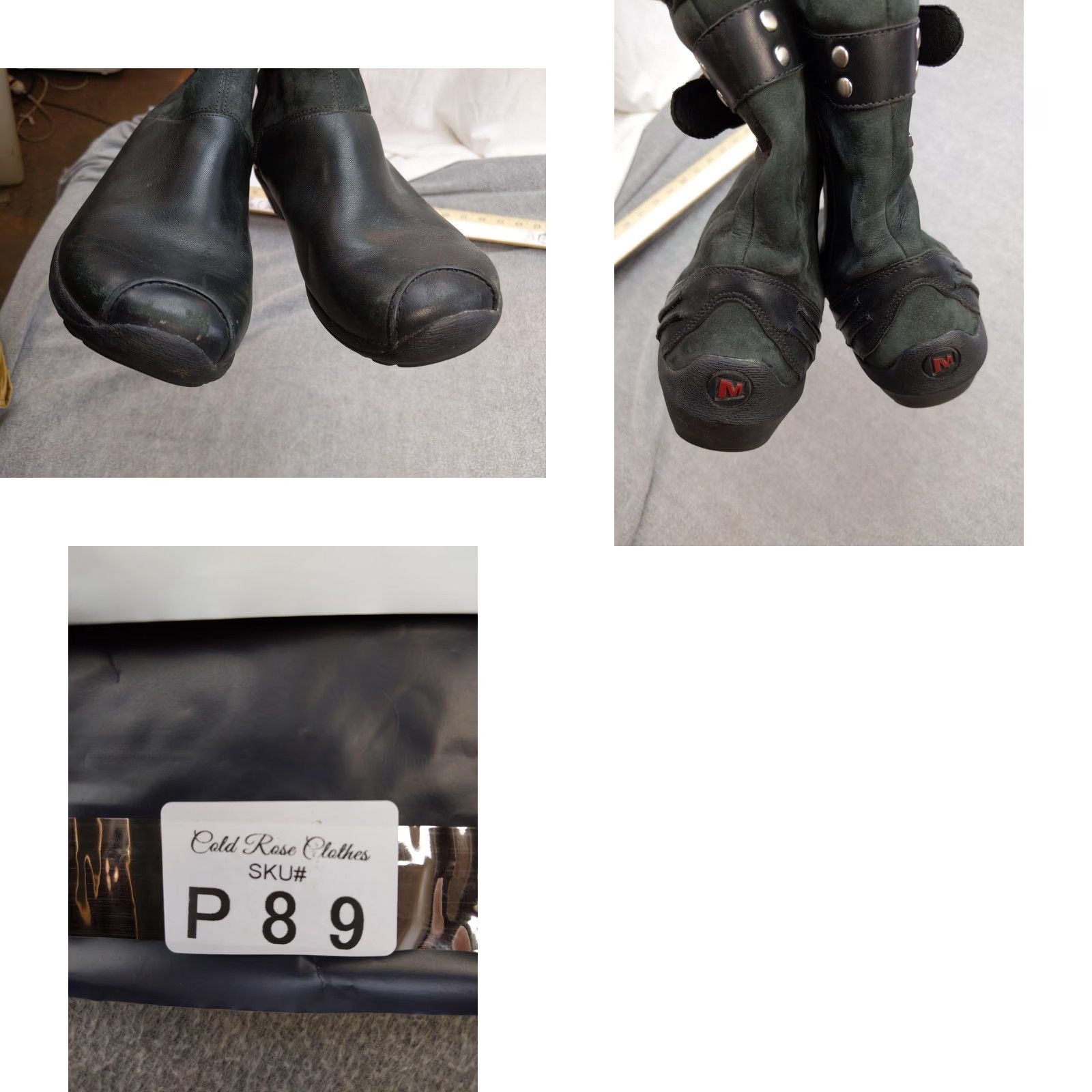 Merrell Merrell Donatella Waterproof Boots Womens 8 Black Leather Suede Winter Zip Mid-Calf Toe Round Waterproof Women Size US 8 / IT 38 - 8 Thumbnail