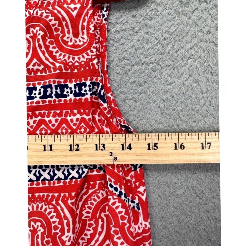 Vineyard Vines Vineyard Vines Dress Womens 2 Red Geometric Sleeveless Silk Blend Shift Ladies Size XS / US 0-2 / IT 36-38 - 6 Thumbnail