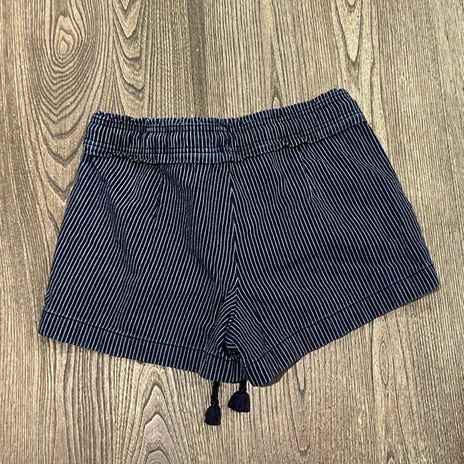 Loft Loft Striped Cotton Drawstring Shorts Mid-Rise Blue Size XS Size 24" / US 00 / IT 34 - 7 Thumbnail