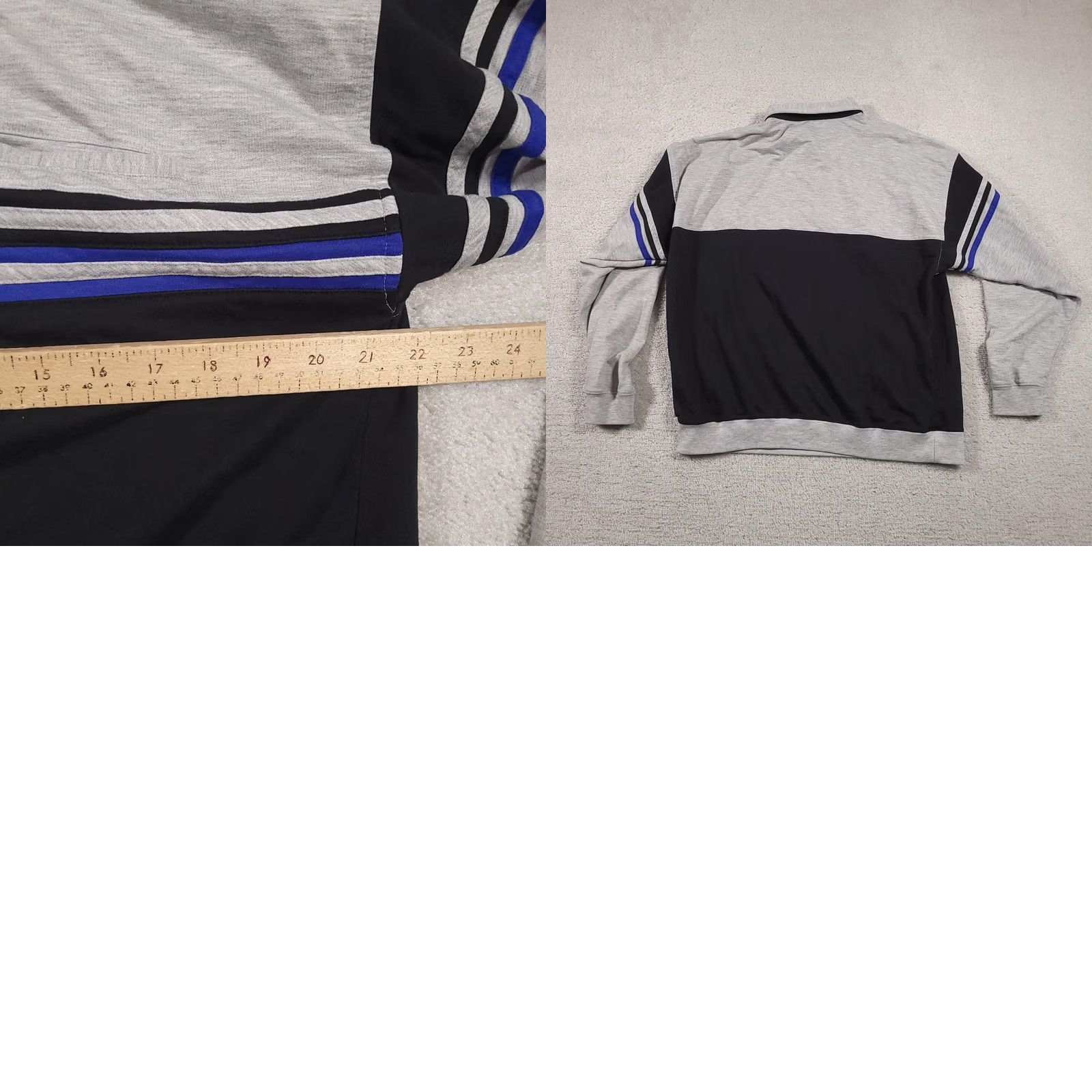 Sears VINTAGE The Men's Store at Sears Polo Shirt Mens Large Gray Black Blue Striped 90s Men Size US L / EU 52-54 / 3 - 9 Thumbnail