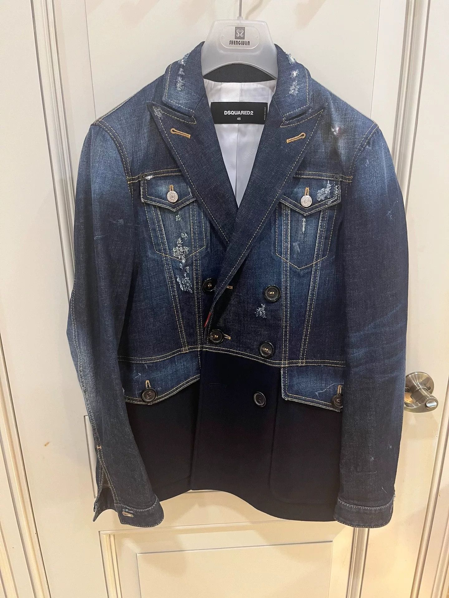 Dsquared2 Dsquared2 D2 Double-Breasted Denim Jacket Size US S / EU 44-46 / 1 - 1 Thumbnail
