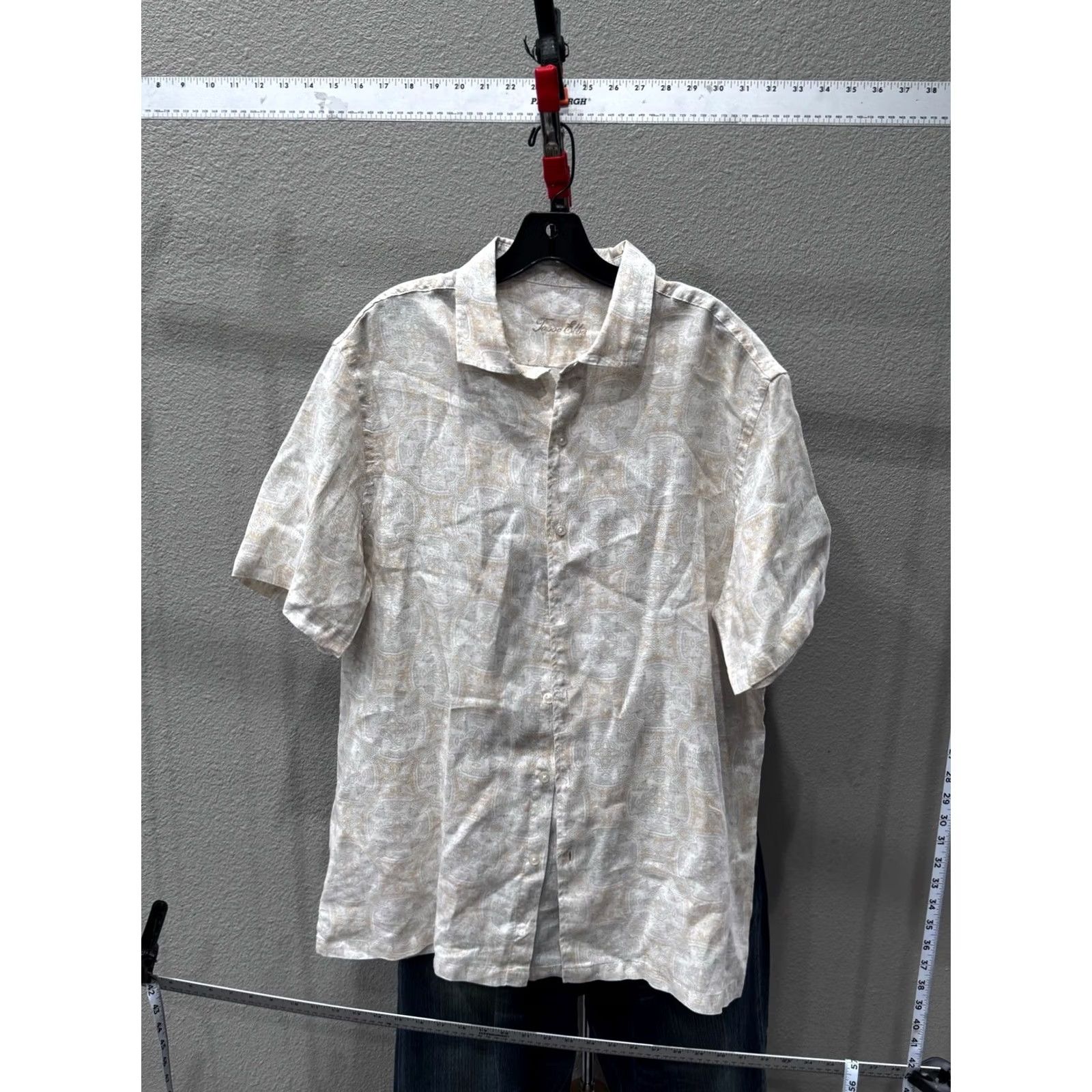 Tasso Elba Tasso ELba 100% Linen Paisley XL Shirt Men Short Sleeve Button Up Shirt Size US XL / EU 56 / 4 - 2 Thumbnail