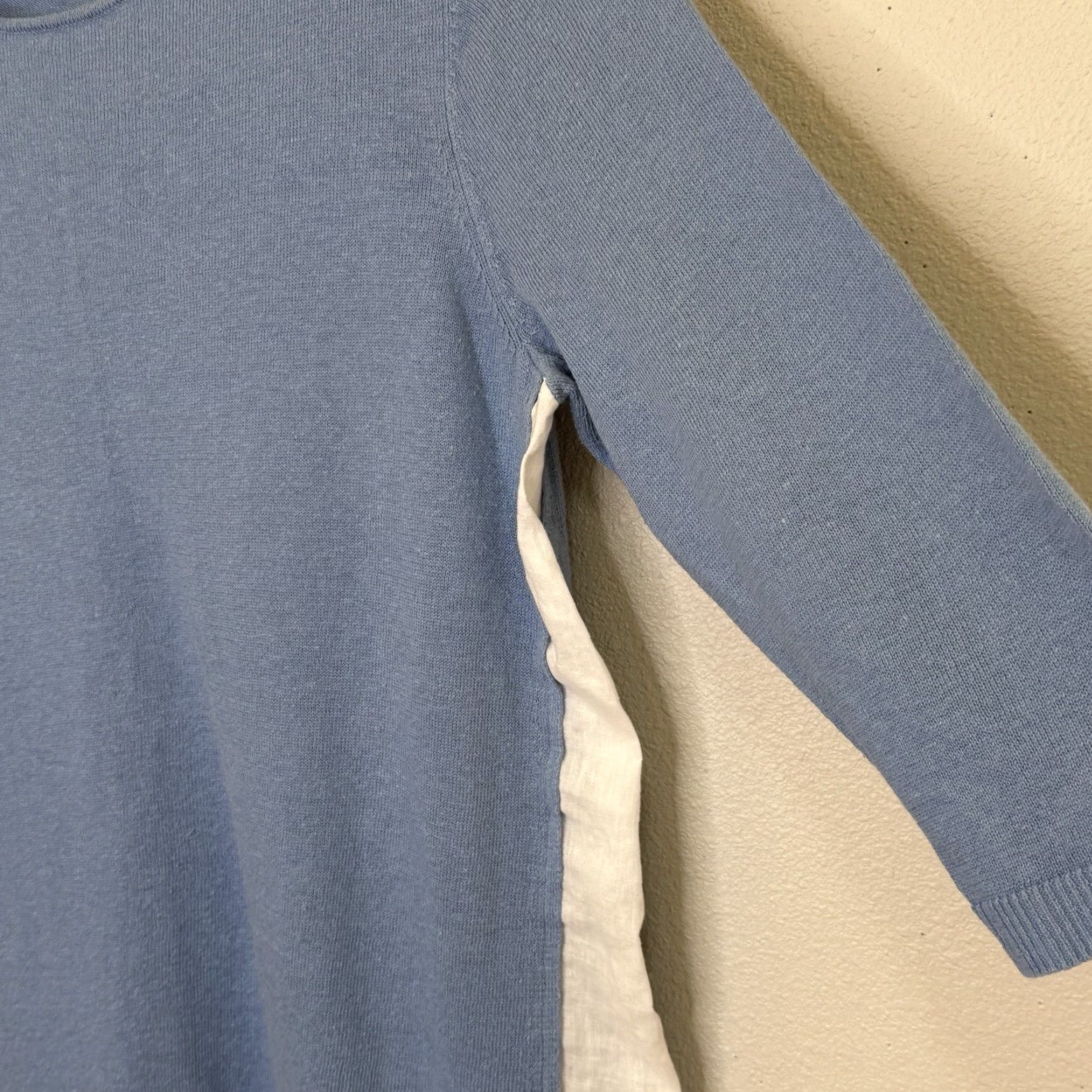 J. Jill J.Jill Pullover Sweater Blue L Tall 3/4 Sleeve Round Neck Layered Look Women Size L / US 10 / IT 46 - 3 Thumbnail