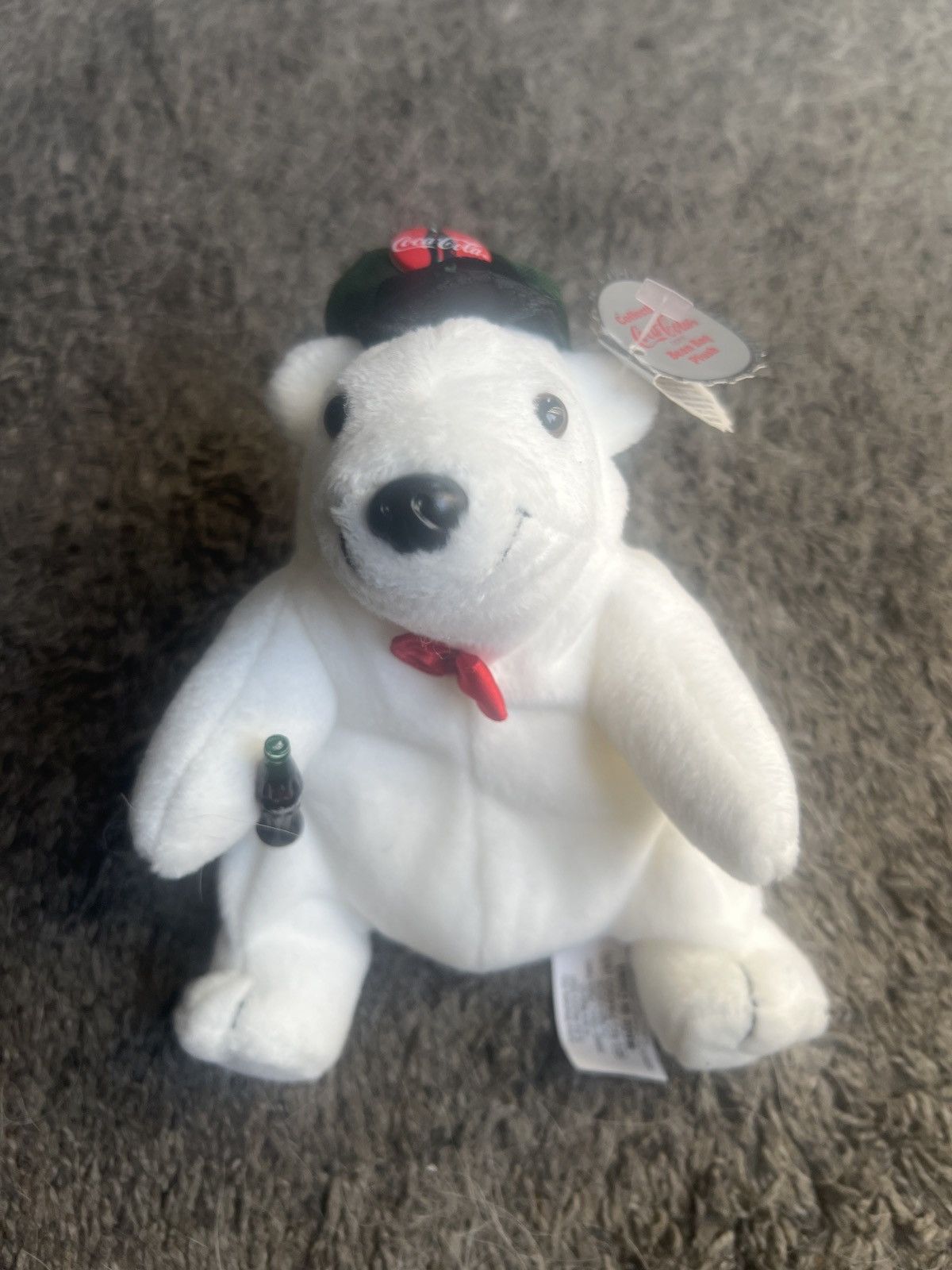 Coca Cola 1998 Coca-Cola Polar Bear In Drivers Cap And Bowtie Plush Size ONE SIZE - 1 Thumbnail