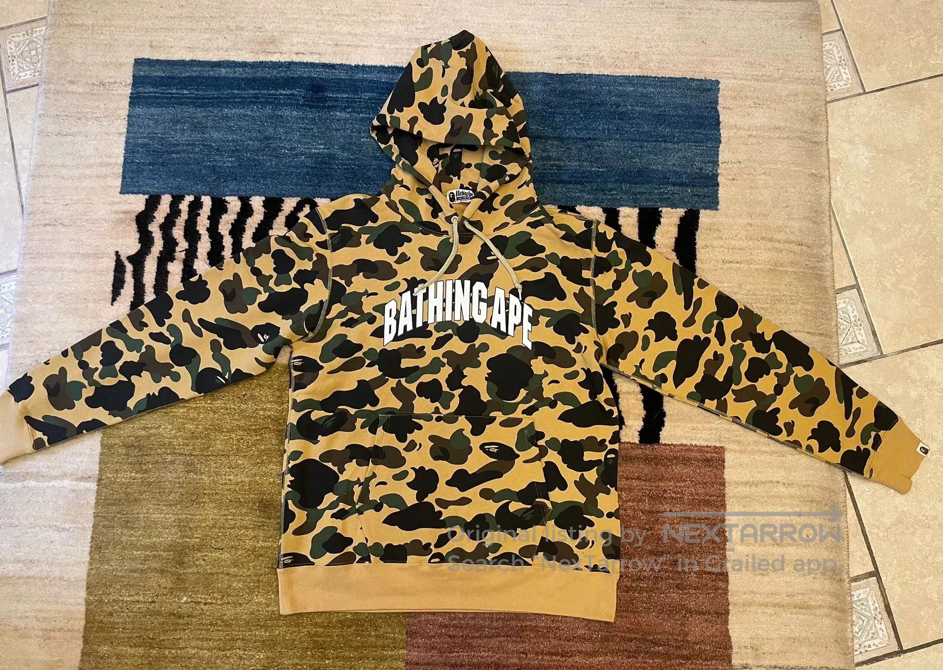 Bape Bape Classic Yellow Camo Letter Hoodie. Size US XXL / EU 58 / 5 - 1 Thumbnail
