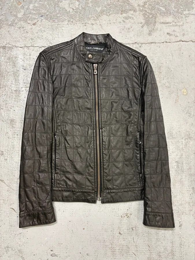 Dolce & Gabbana 2000s Dolce & Gabbana Black Grid Leather Jacket Size US S / EU 44-46 / 1 - 3 Thumbnail