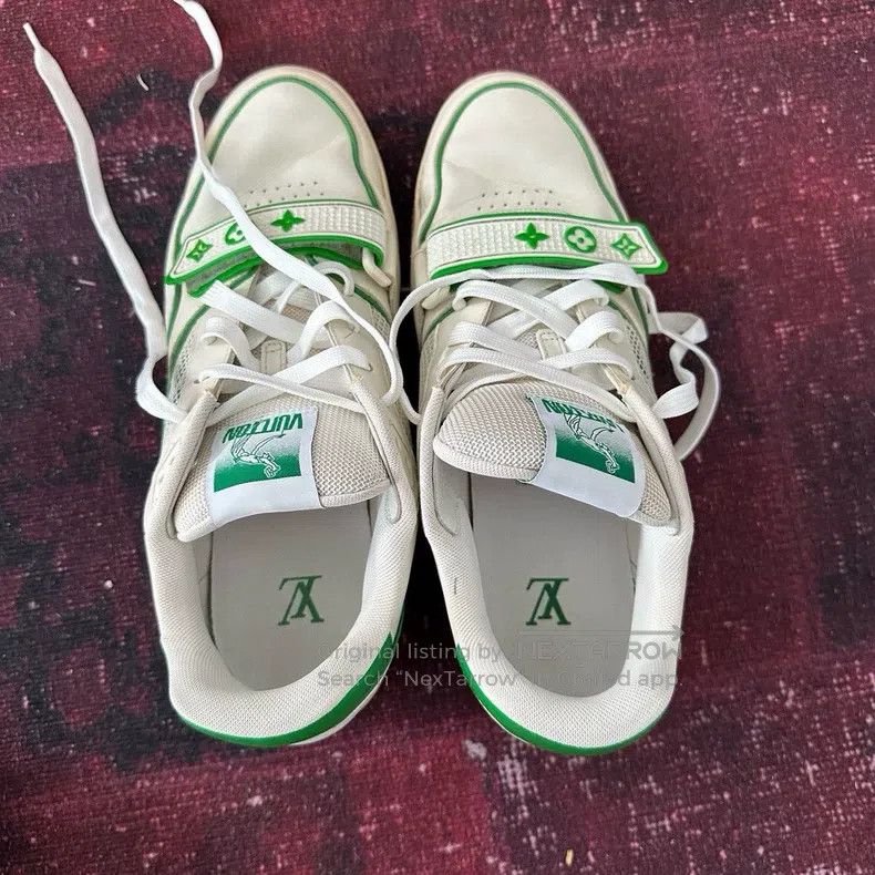 Louis Vuitton Louis Vuitton White and green velcro trainer board shoes Size US 8.5 / EU 41-42 - 6 Thumbnail