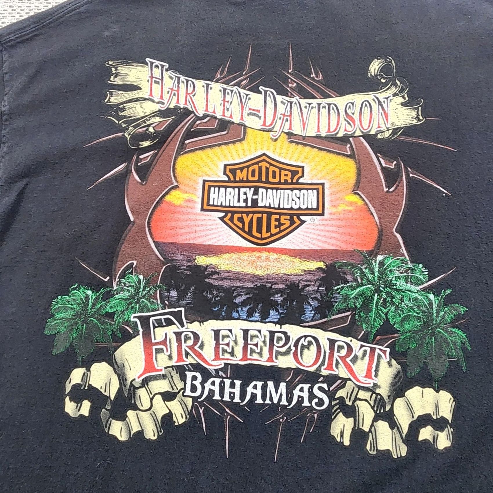 Harley Davidson Harley-Davidson Shirt XL Black Freeport Bahamas Biker Motorcycle Graphic Tee Mens Size US XL / EU 56 / 4 - 2 Thumbnail