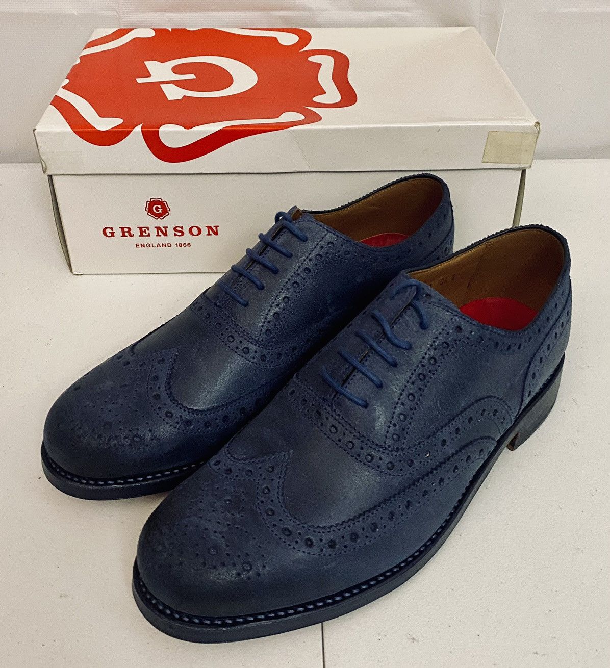 Grenson GRENSON 5033 Stanley Blue Raw Leather Brogue 11.5 New Size US 11.5 / EU 44-45 - 13 Thumbnail