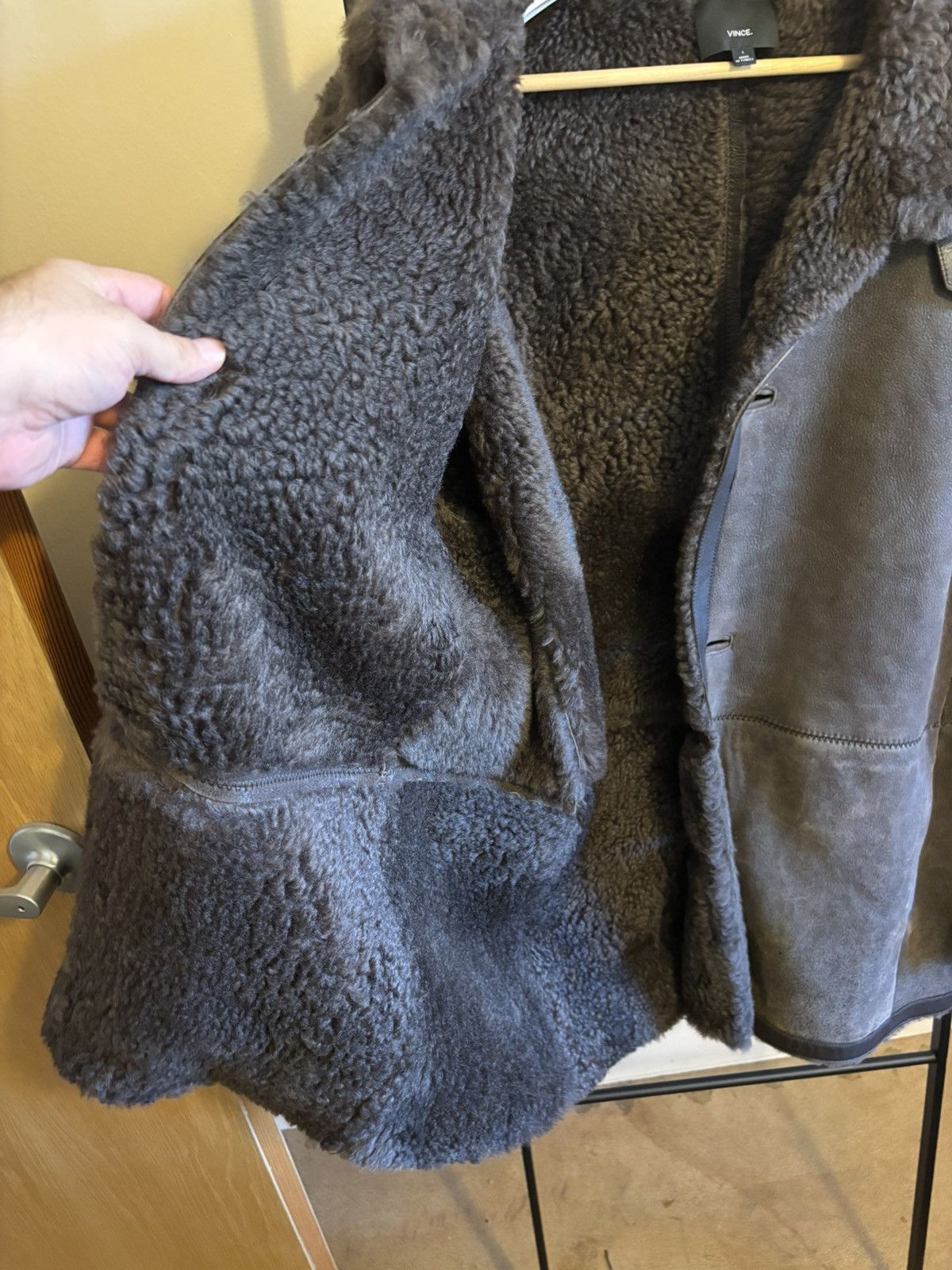 Vince Vince Large Brown Shearling Leather Jacket Size US L / EU 52-54 / 3 - 7 Thumbnail