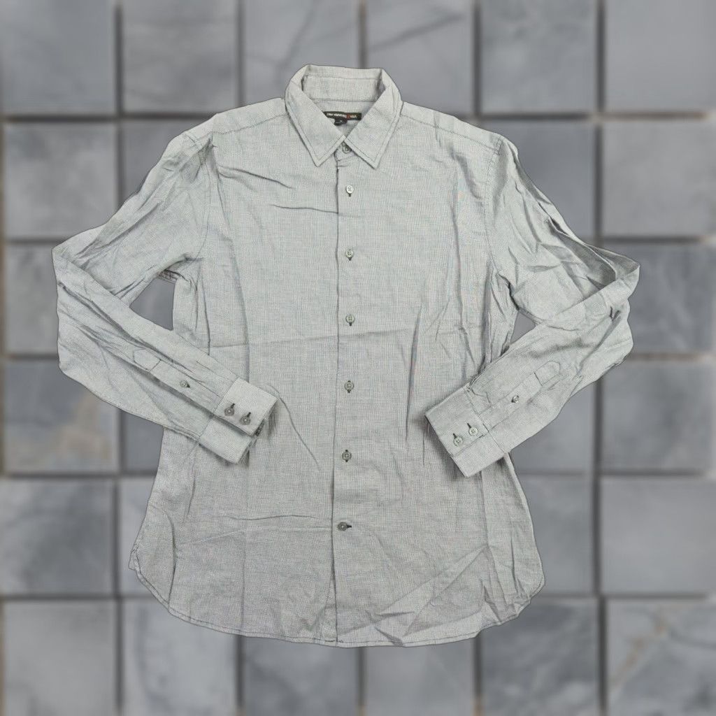 John Varvatos John Varvatos Shirt Mens Medium Gray Lightweight Houndstooth Button-Down Regular Fit Cotton Preppy 90s? (No, avoid adding decade unless present) Size US M / EU 48-50 / 2 - 1 Thumbnail