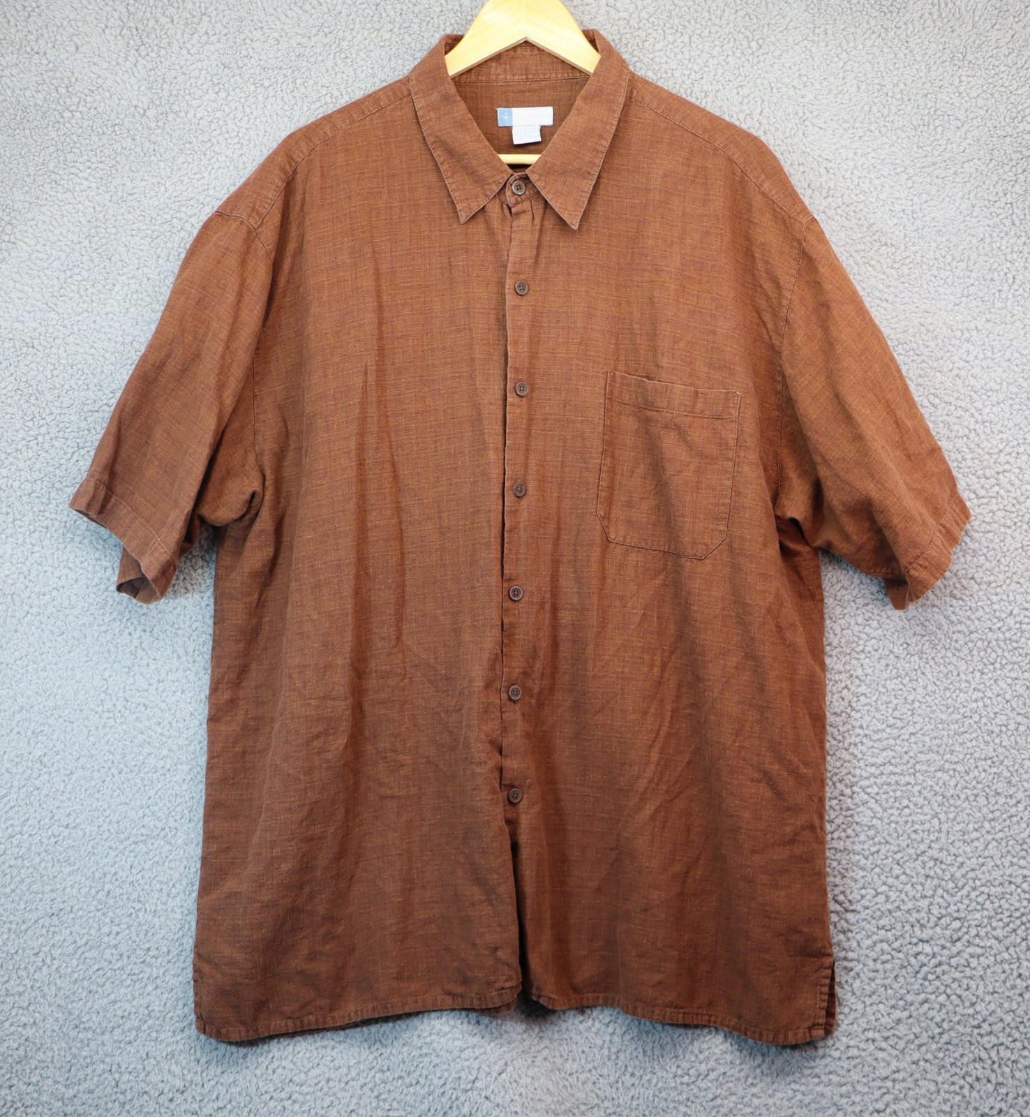 Other Half Moon Day Button Shirt Men 2XL Brown Organic Hemp Cotton Size US XXL / EU 58 / 5 - 1 Thumbnail