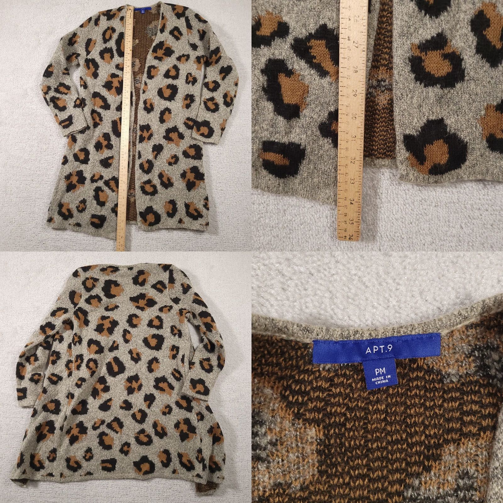 Apt. 9 Apt 9 Open Front Duster Cardigan Sweater Women's PM Petite Animal Print Leopard Shirt Womens Petite Multicolor Leopard Theme Open Front Cardigan Size M / US 6-8 / IT 42-44 - 8 Thumbnail