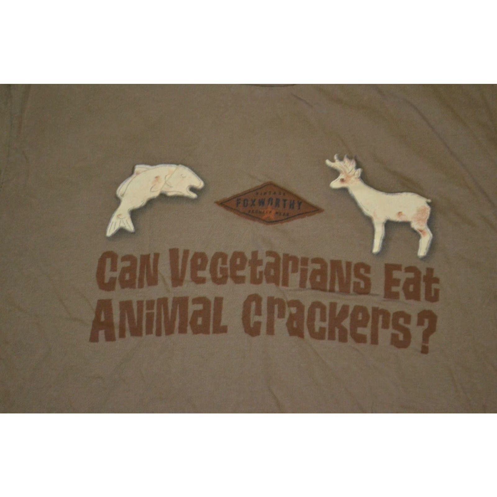 Vintage VINTAGE Foxworthy Redneck Wear Can Vegetarians Eat Animal Crackers T Shirt Large Brown Club Red Graphic Tee Men L Size US L / EU 52-54 / 3 - 2 Thumbnail