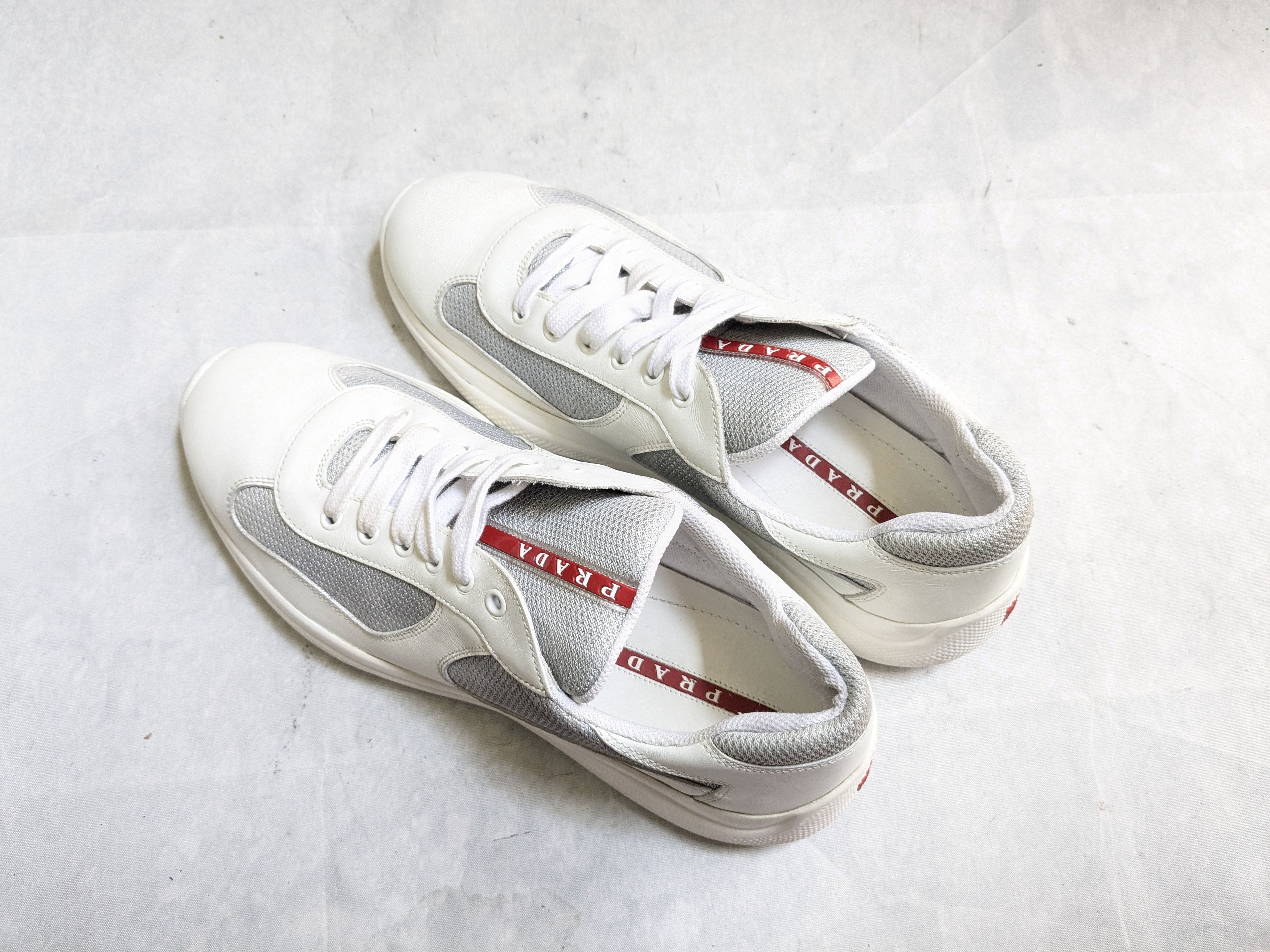 Prada Prada America's Cup Sneakers White 10 Silver Red Low Size US 10 / EU 43 - 14 Thumbnail