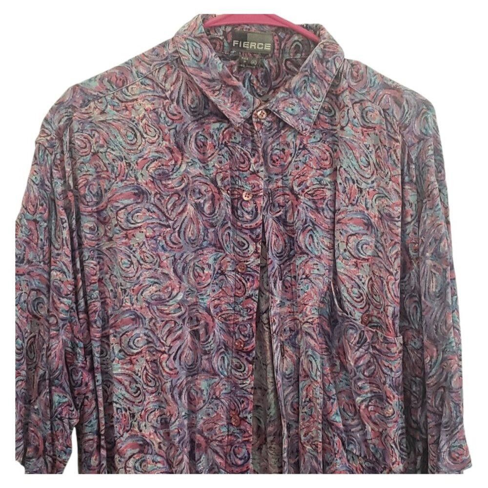 Designer CT1890 Fierce Vintage Pink & Purple Paisley Print Shirt L Size US L / EU 52-54 / 3 - 2 Thumbnail