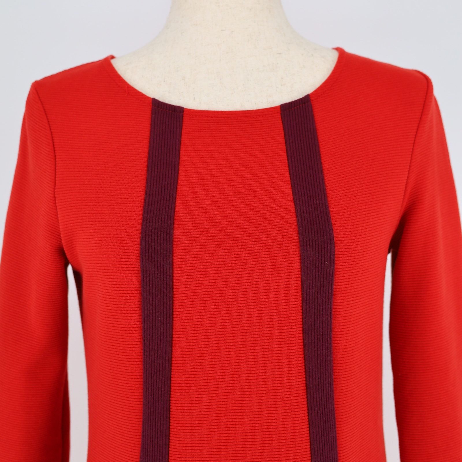 Boden Boden Women Red Ribbed Colorblock A-line Mini Dress Size 4L Size S / US 4 / IT 40 - 3 Thumbnail