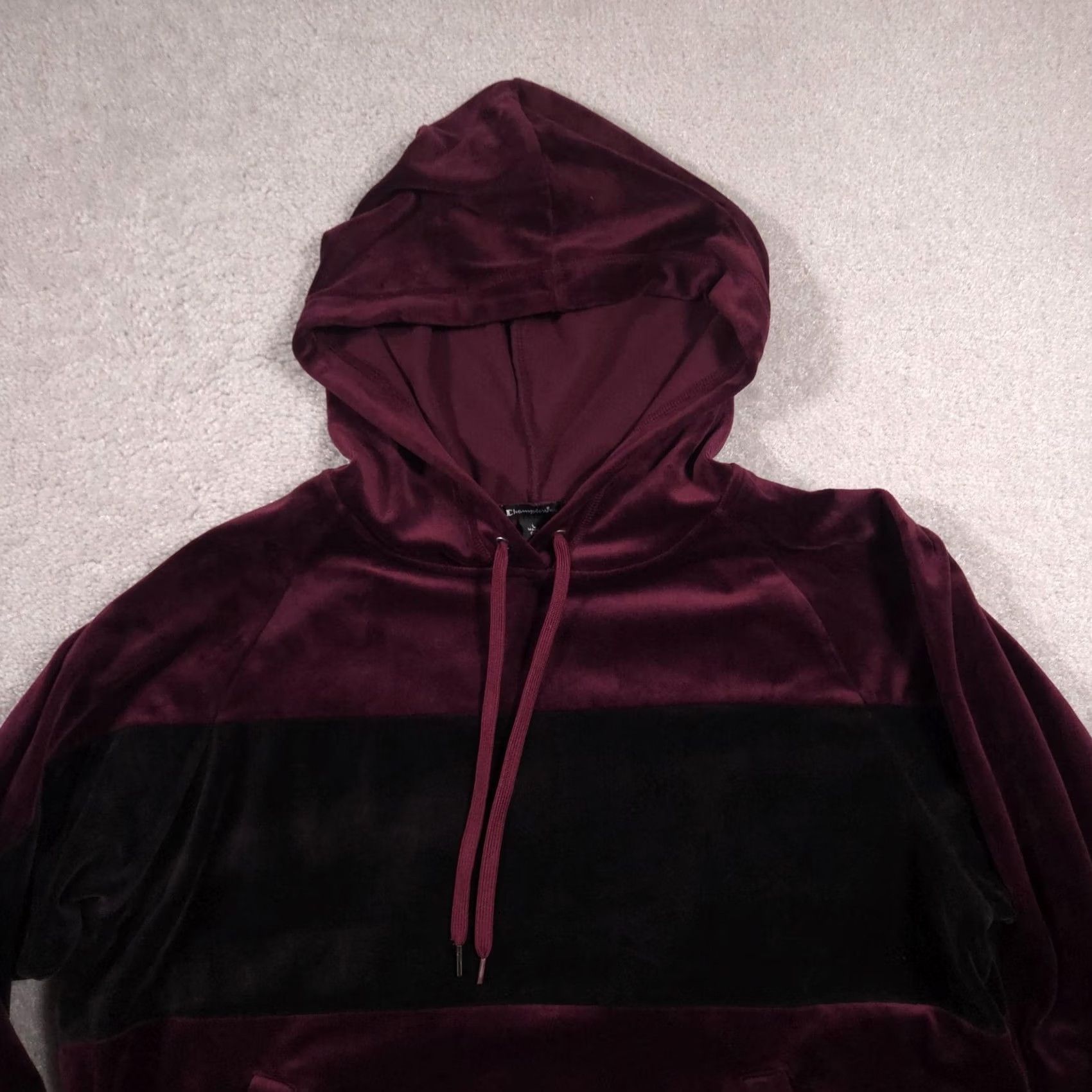 Champion Champion elite Hoodie Sweatshirt Womens L Burgundy Black Velvet Pullover Soft Size L / US 10 / IT 46 - 3 Thumbnail