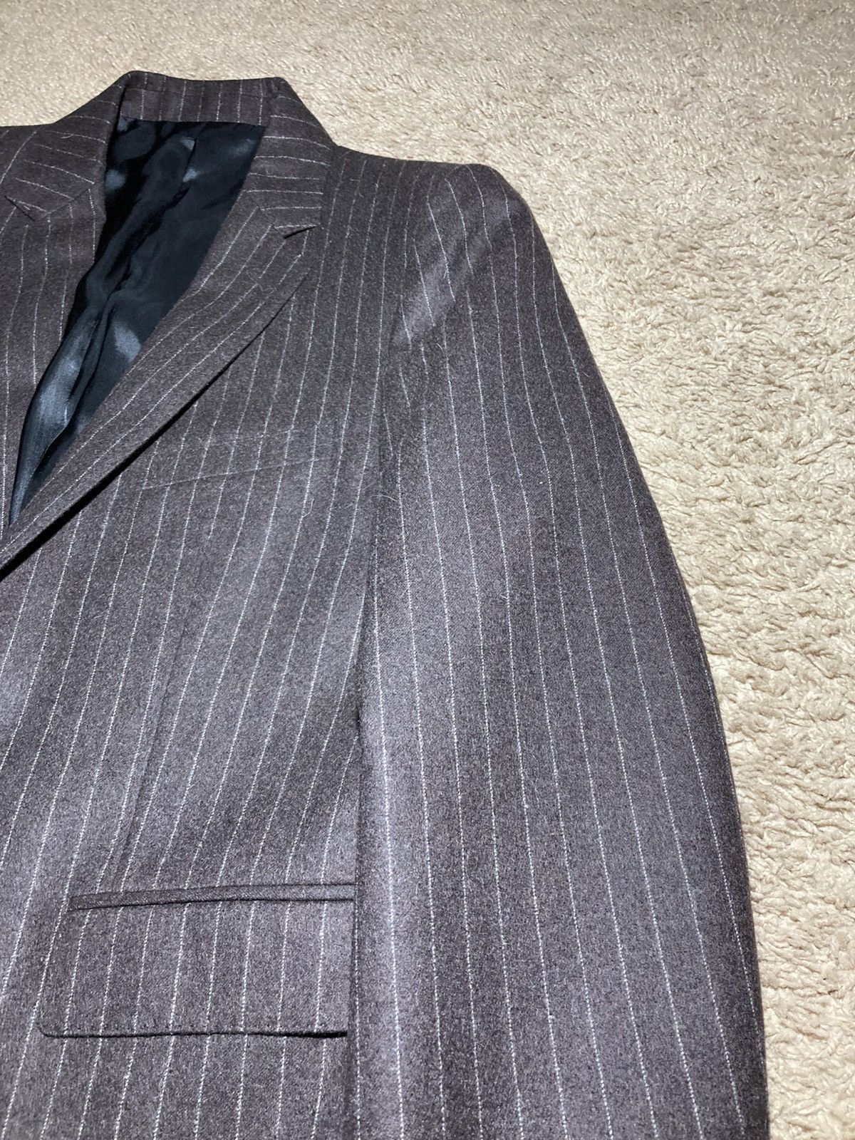 Celine New AW23 Celine Striped Carnaby 2B Jacket 48 Chocolate Hedi Size 48S - 4 Thumbnail