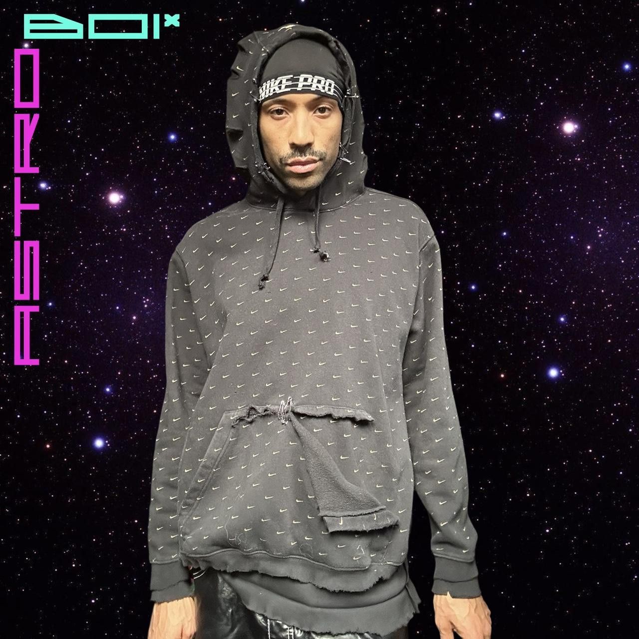 Nike ASTROBOI* Nike 'Golden Swoosh' Black Deconstruct Hoodie -XXL Size US XXL / EU 58 / 5 - 1 Thumbnail