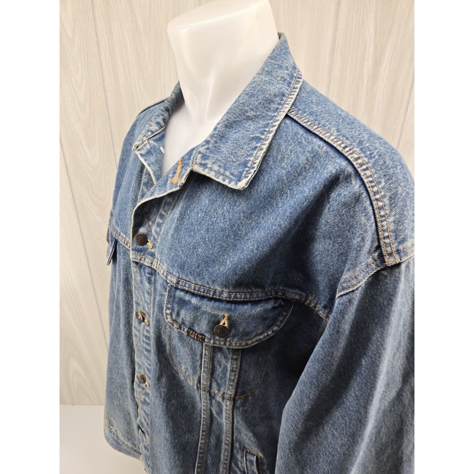 Lee VINTAGE Lee Trucker Jacket Men 2XL Western 90s Denim Blue Jacket/Coat Bomber Jacket 80s 90s Size US XXL / EU 58 / 5 - 6 Thumbnail