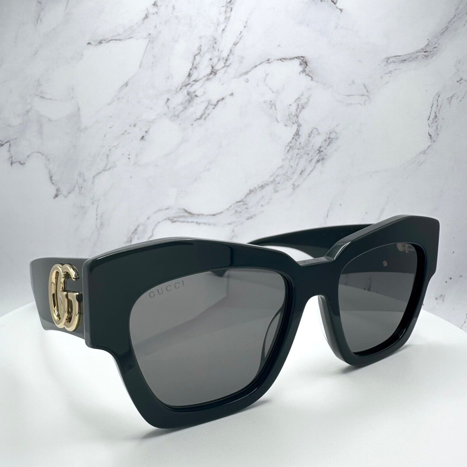 Gucci Gucci Sunglasses Black Cat Eye Gold Interlocking GG Logo Size ONE SIZE - 16 Thumbnail