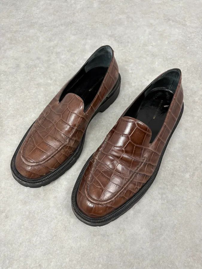 Dries Van Noten Dries Van Noten Brown Crocodile Effect Leather Loafers Size US 11 / EU 44 - 4 Thumbnail