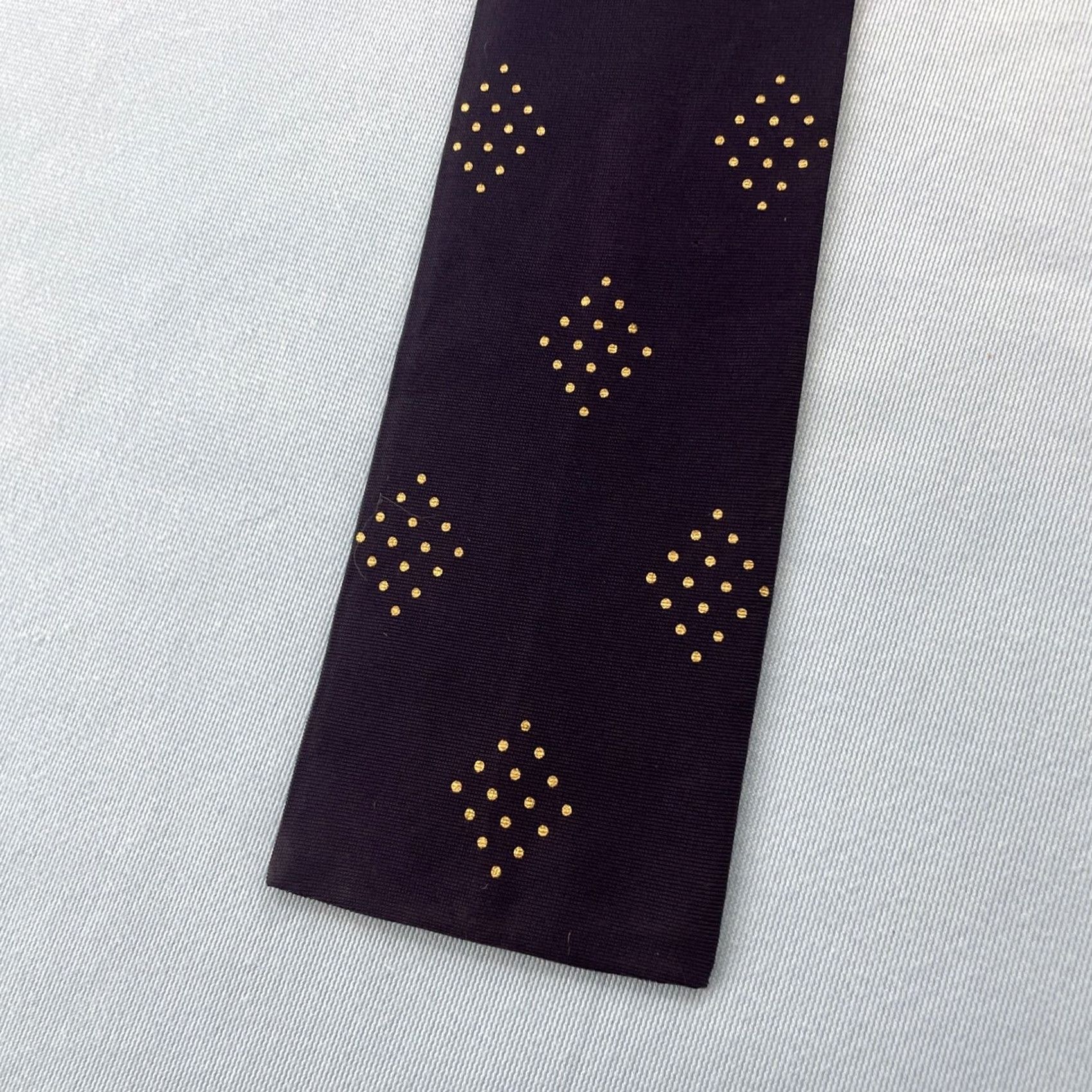 MCM VINTAGE Cavalier of Louisville Tie Neckwear Polka Dot Blue Yellow MCM Deco Rockabilly 3x53 Silk Necktie Men Size ONE SIZE - 3 Thumbnail