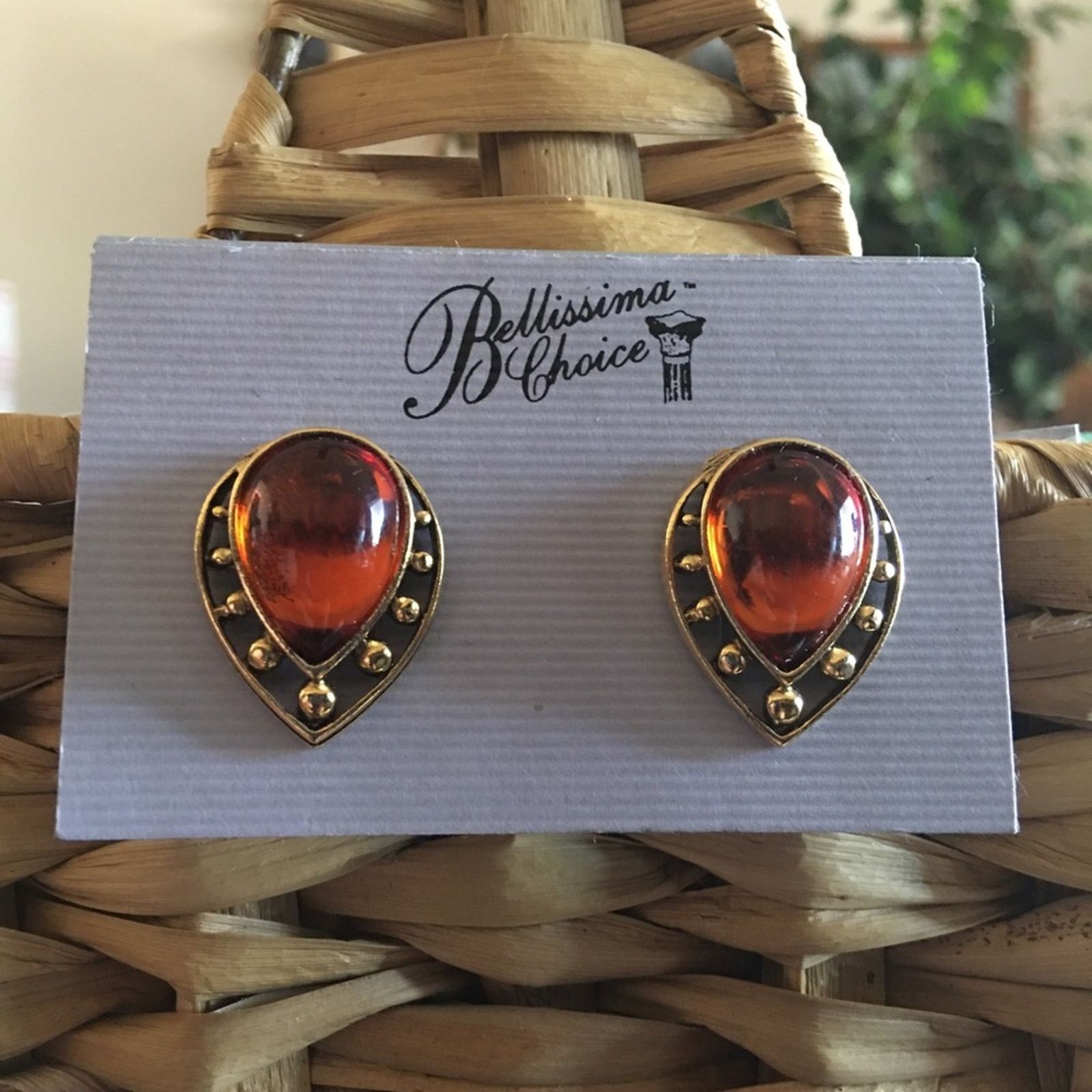 Jewelry Vintage Bellissima Choice Faux Amber Earrings in Brown, Women's