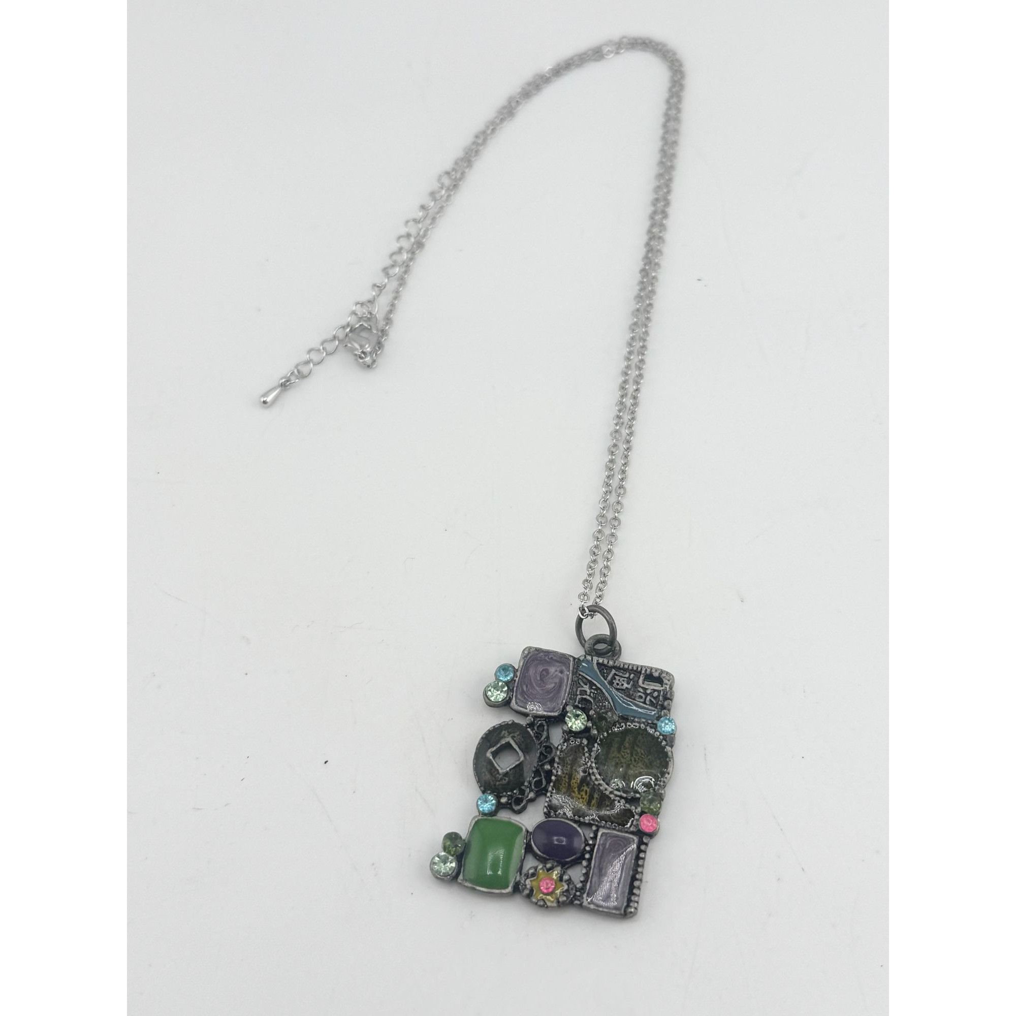 Vintage Vintage enamel rhinestone pendant necklace Size ONE SIZE - 2 Thumbnail