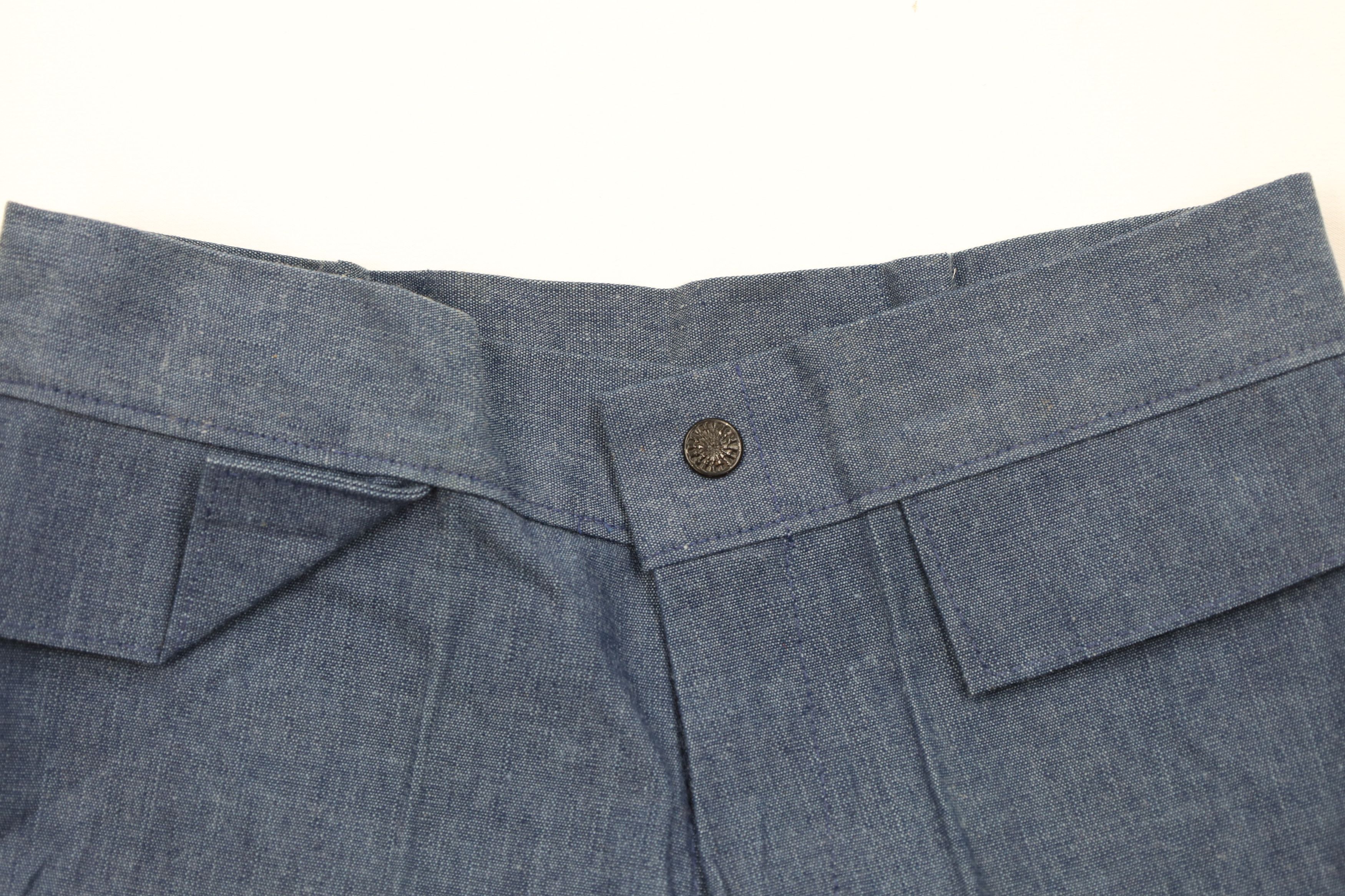 Vintage Vintage 70s Streetwear Chambray Cuffed Denim Shorts Blue USA Size 28" / US 6 / IT 42 - 2 Thumbnail