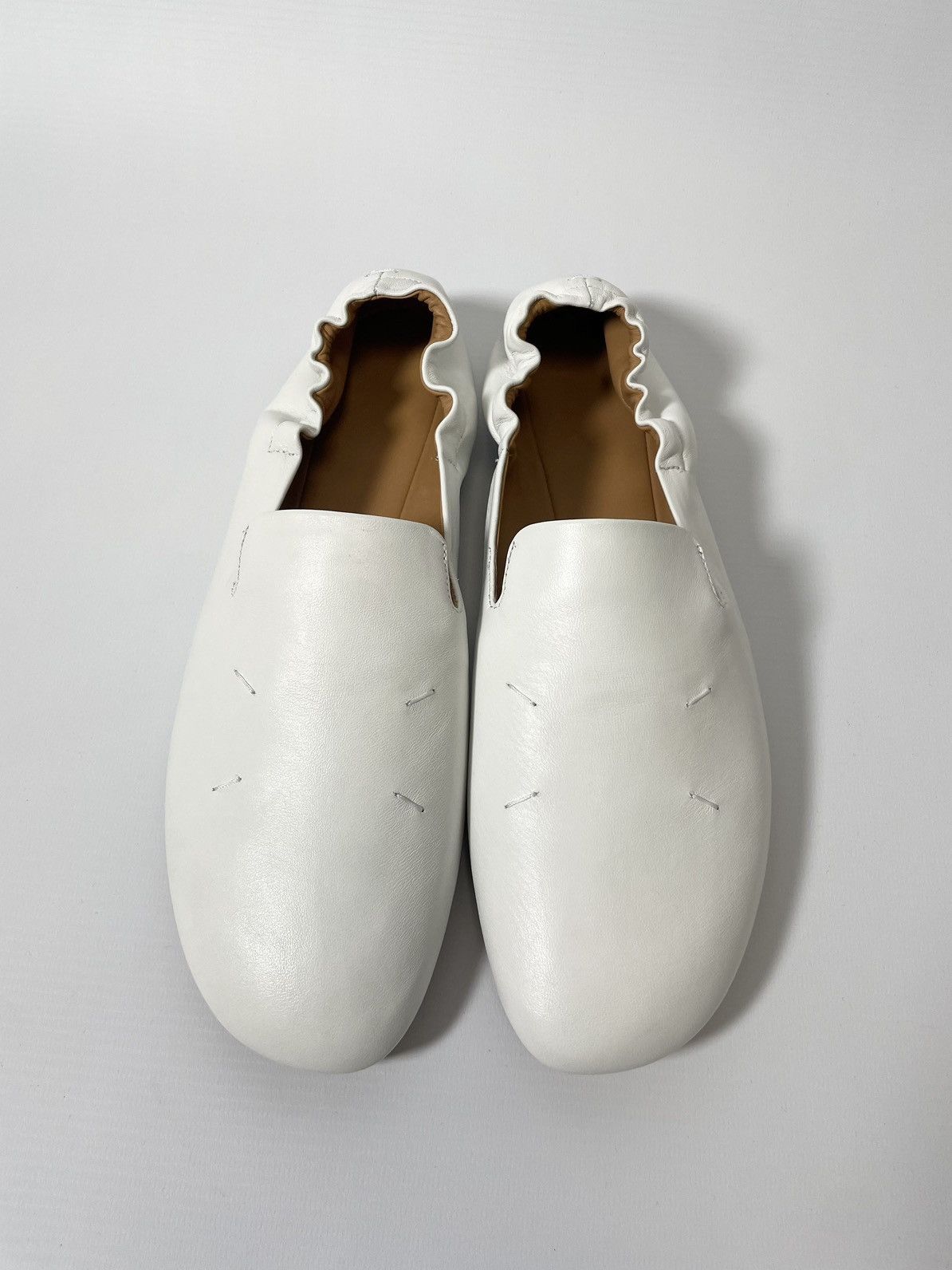 Maison Margiela S/S 21 White Leather Ballet Pump Loafers Size US 10 / IT 40 - 2 Thumbnail